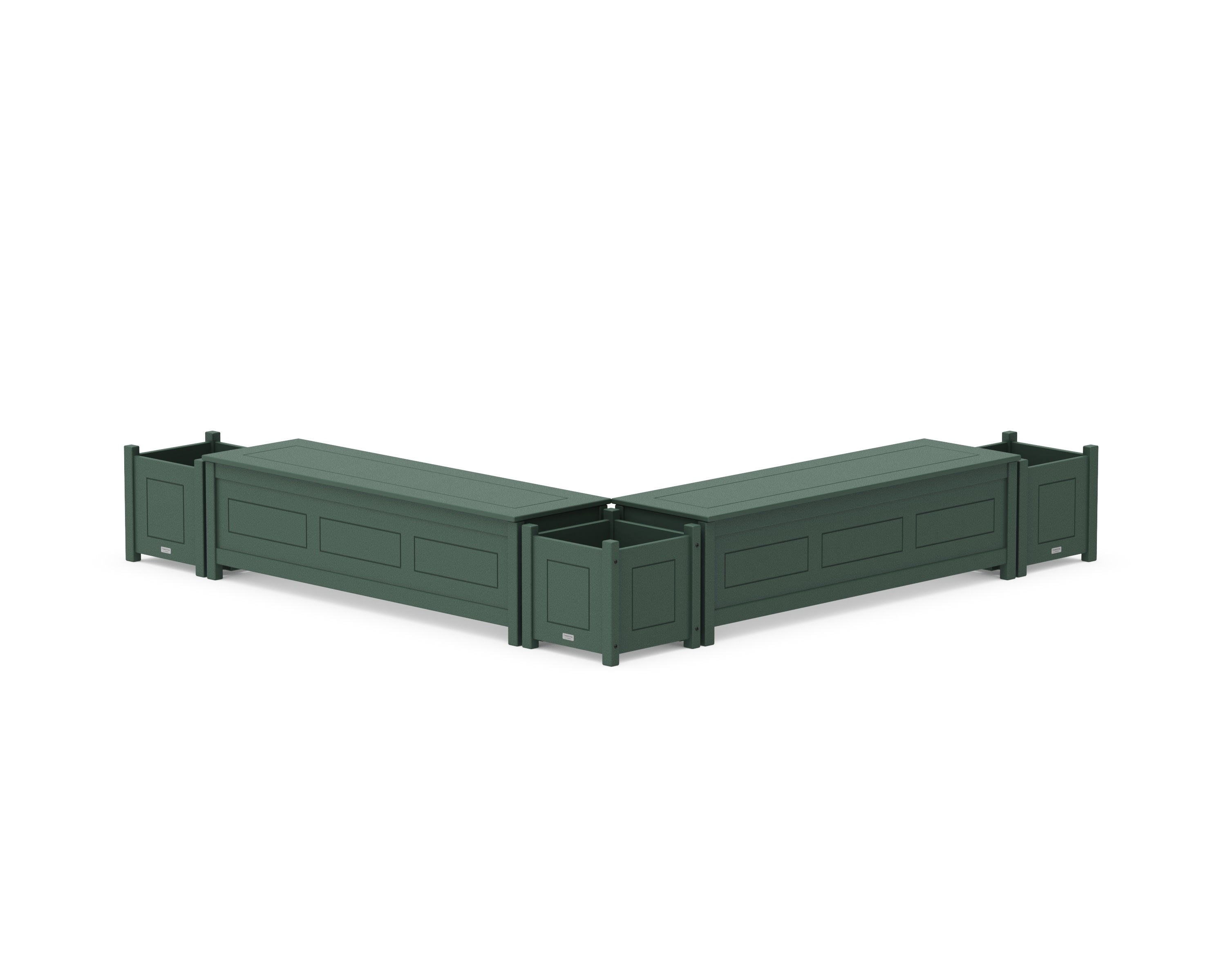 60" Country Living L- Shaped Planter Storage Bench Corner Set in Green