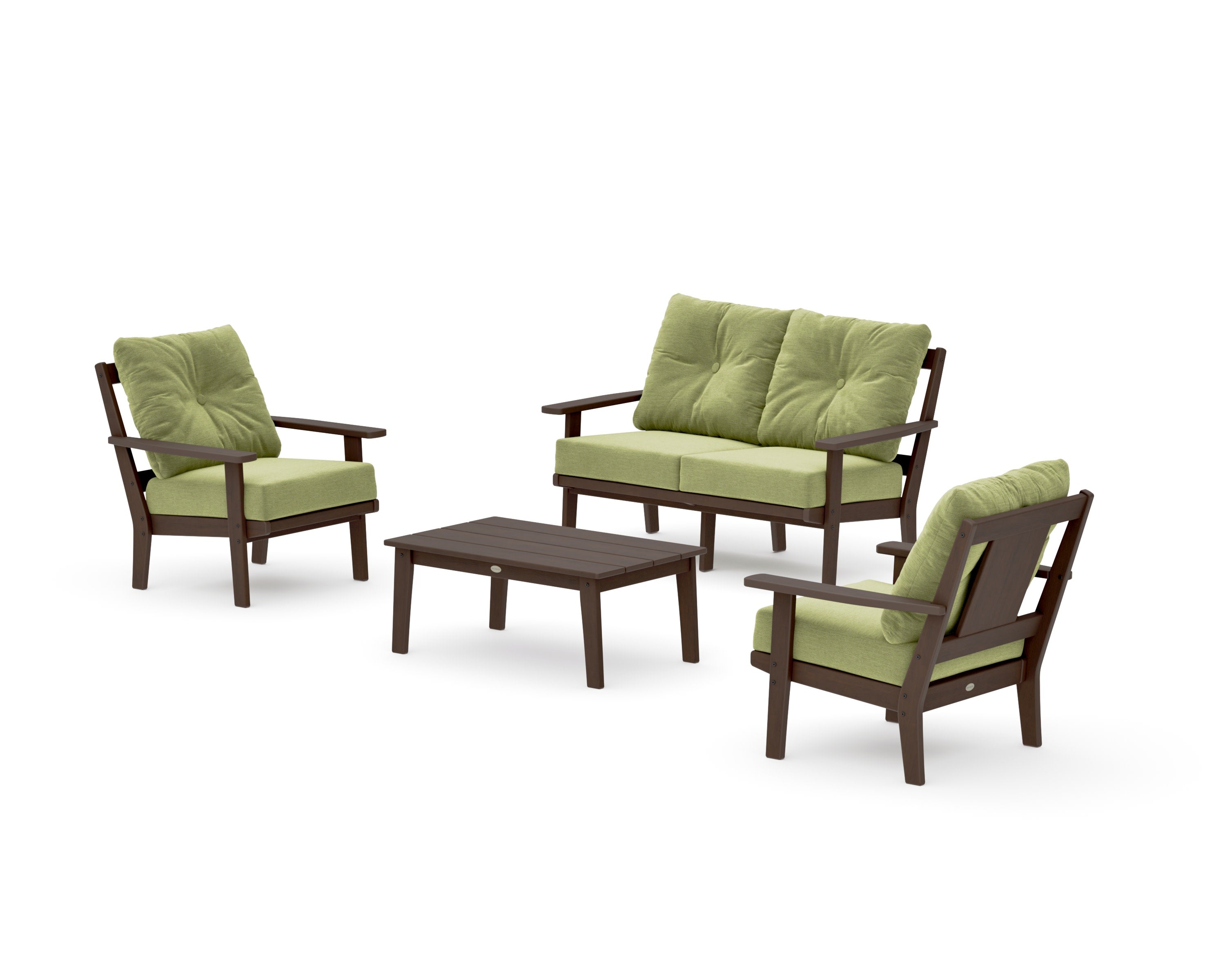 Prairie 4-Piece Deep Seating Set with Loveseat in Kona / Chartreuse Boucle