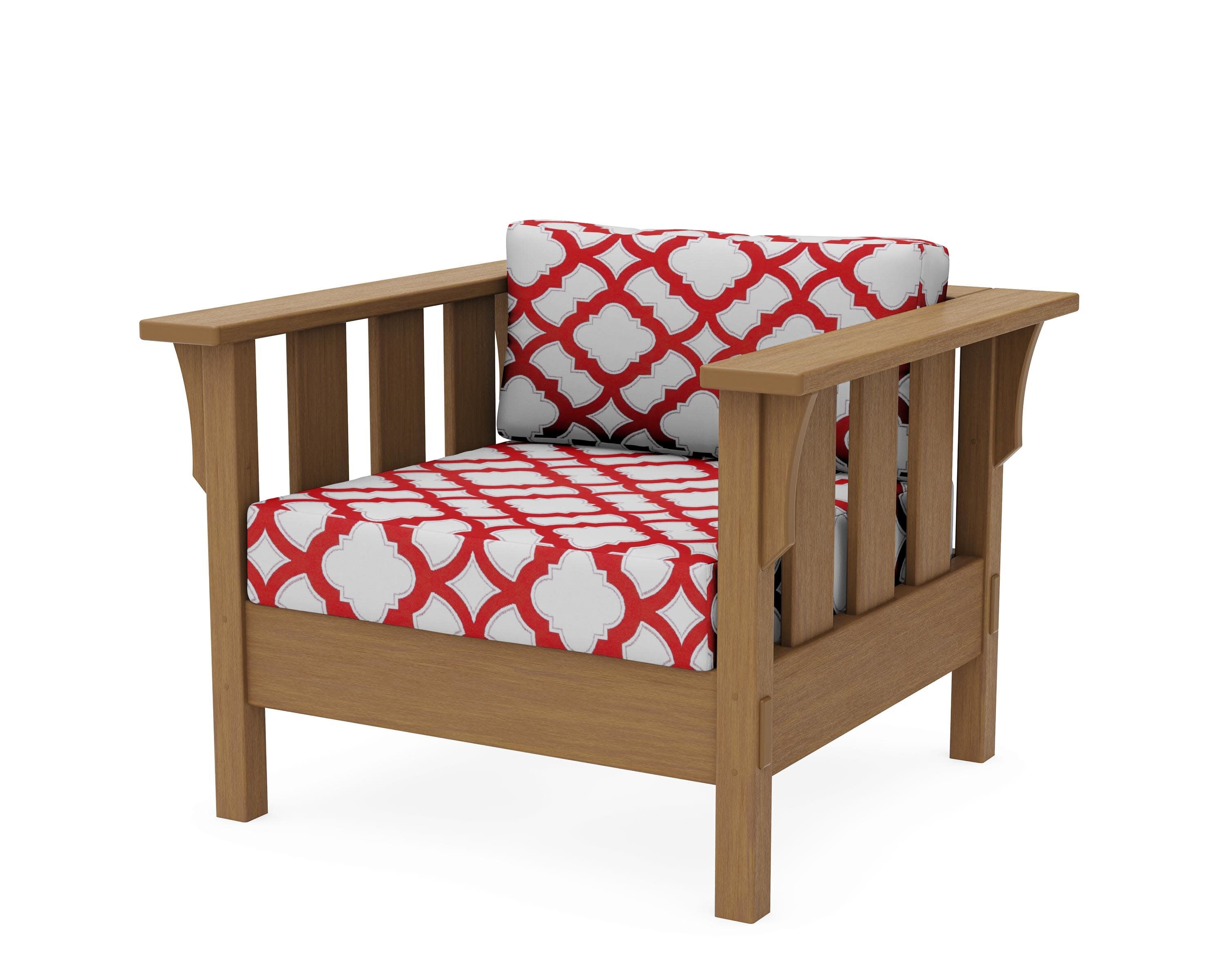 Acadia Deep Seating Chair in Natural / Trellis Crimson