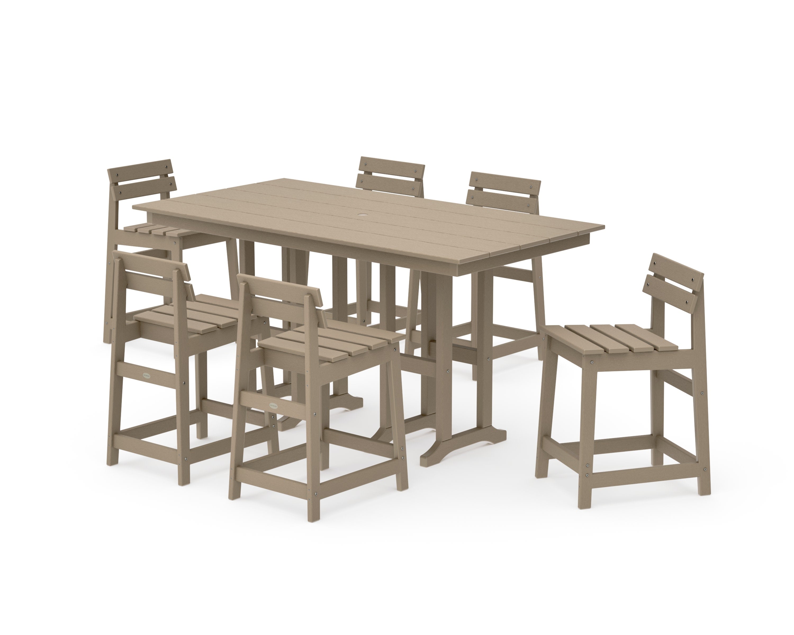 Modern Studio Plaza Lowback Counter Chair 7-Piece Set in Vintage Sahara