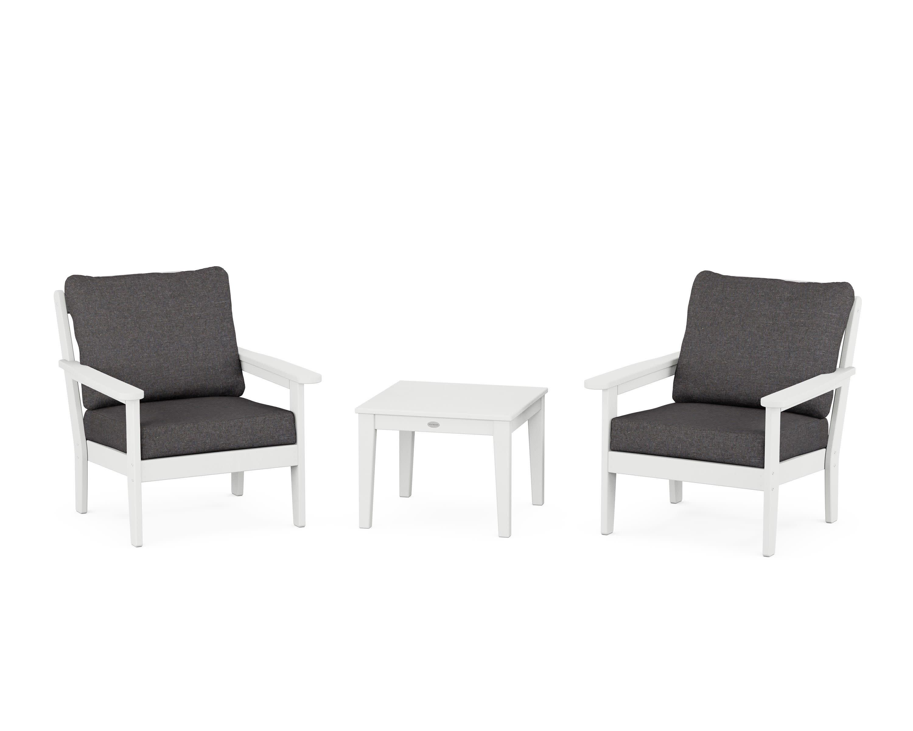 Cottage 3-Piece Deep Seating Set in White / Ash Charcoal