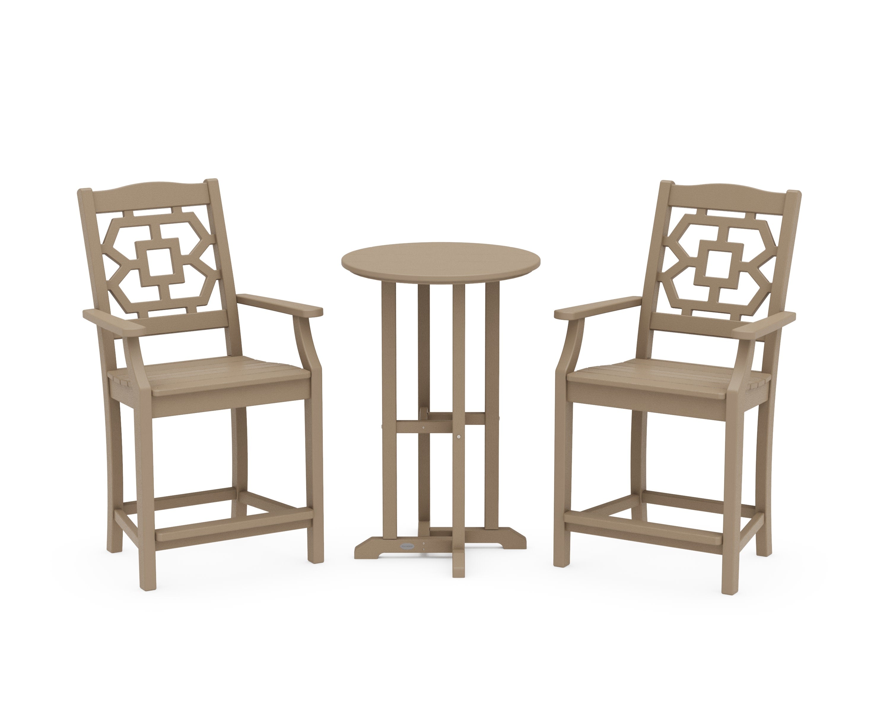 Chinoiserie 3-Piece Farmhouse Bistro Counter Set in Vintage Sahara