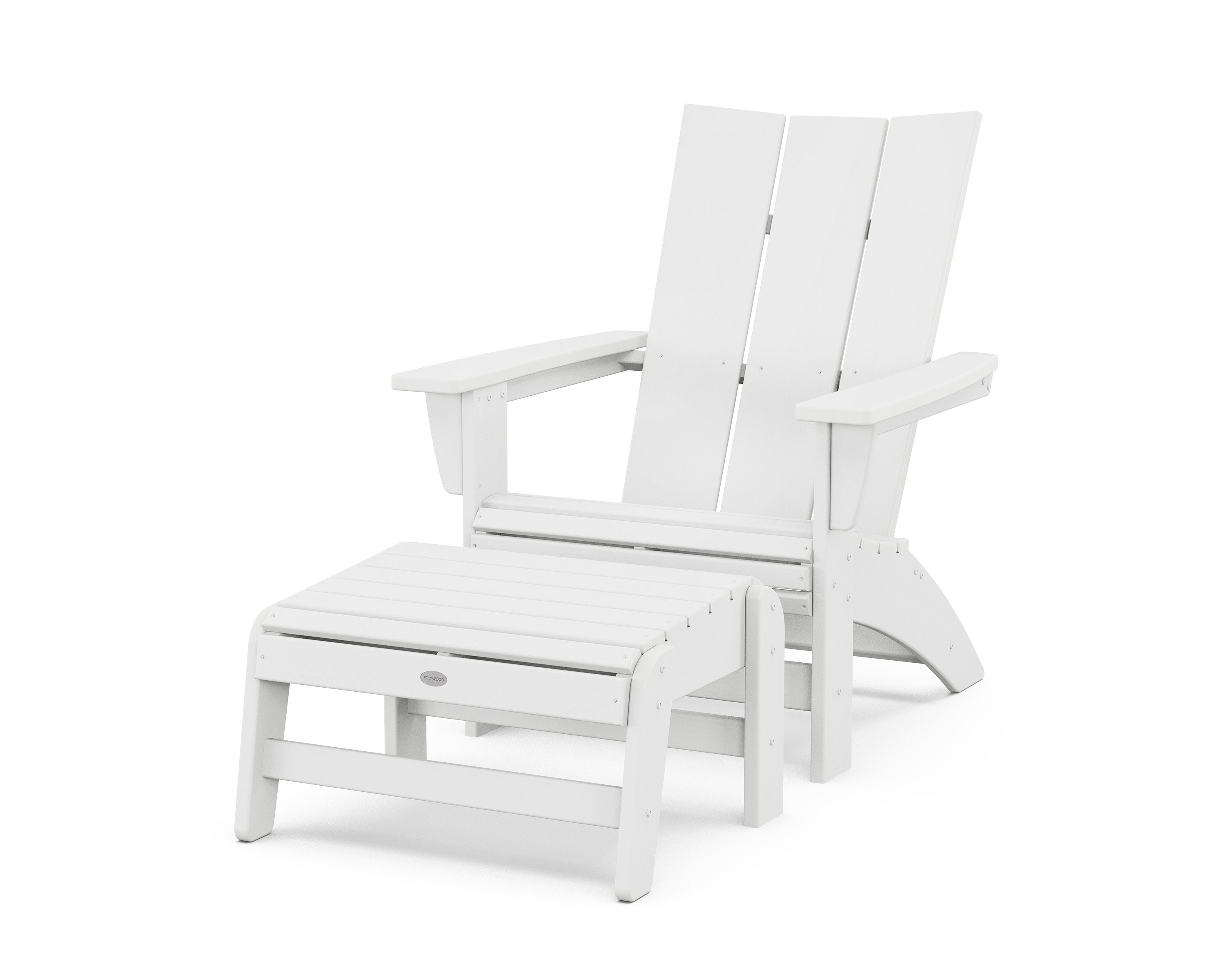 Modern Grand Adirondack Chair with Ottoman in White