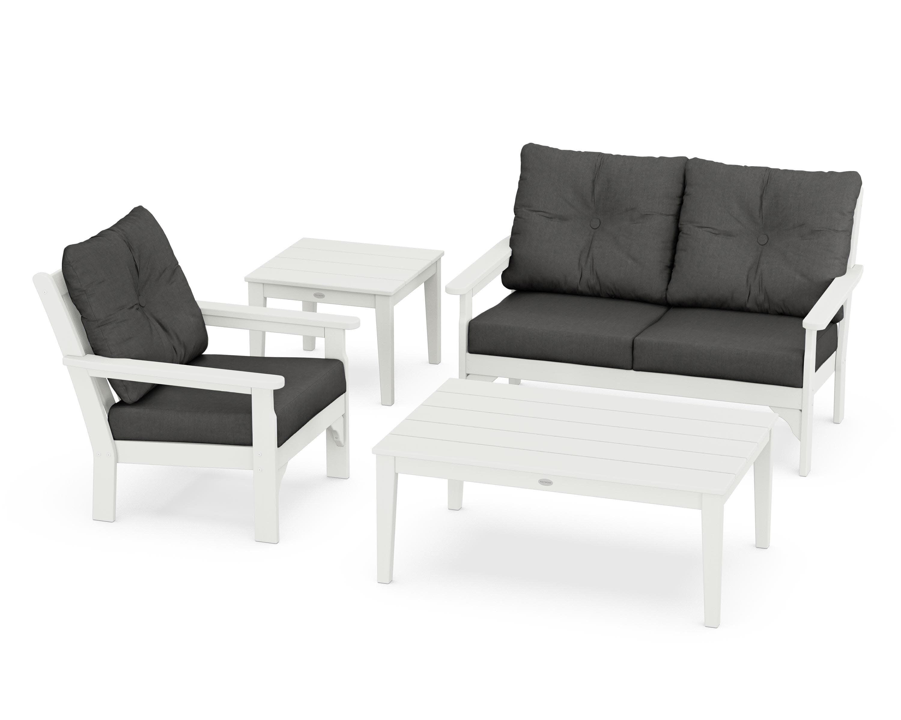 Vineyard 4-Piece Deep Seating Set in Vintage White / Spectrum Carbon