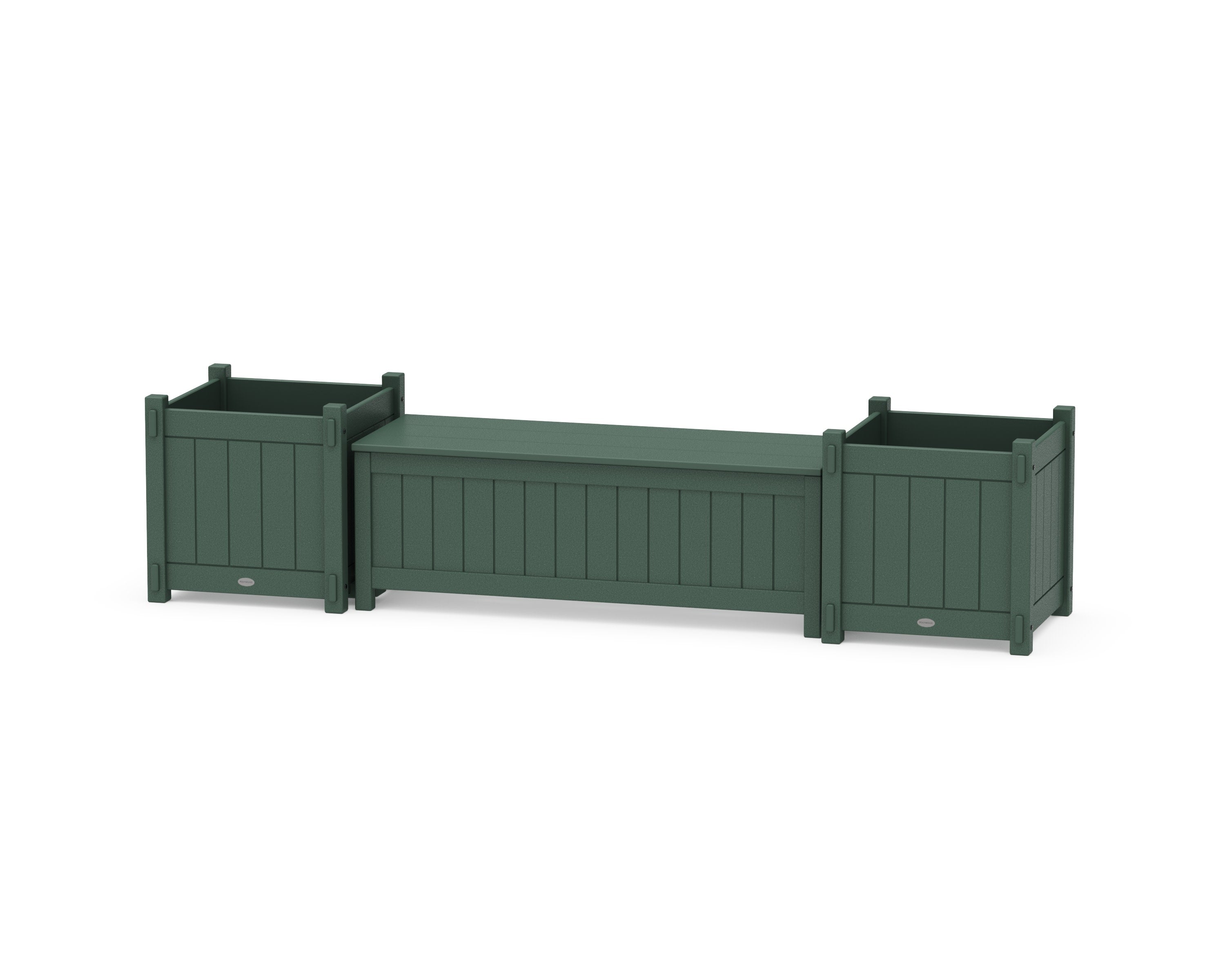 48" Vineyard Straight Planter Storage Bench Set- Large in Green