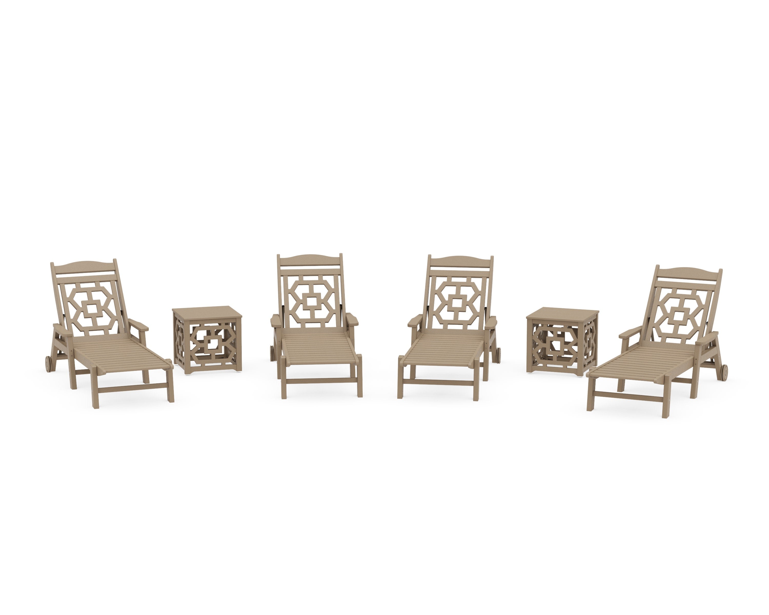 Chinoiserie 6-Piece Chaise Set in Vintage Sahara