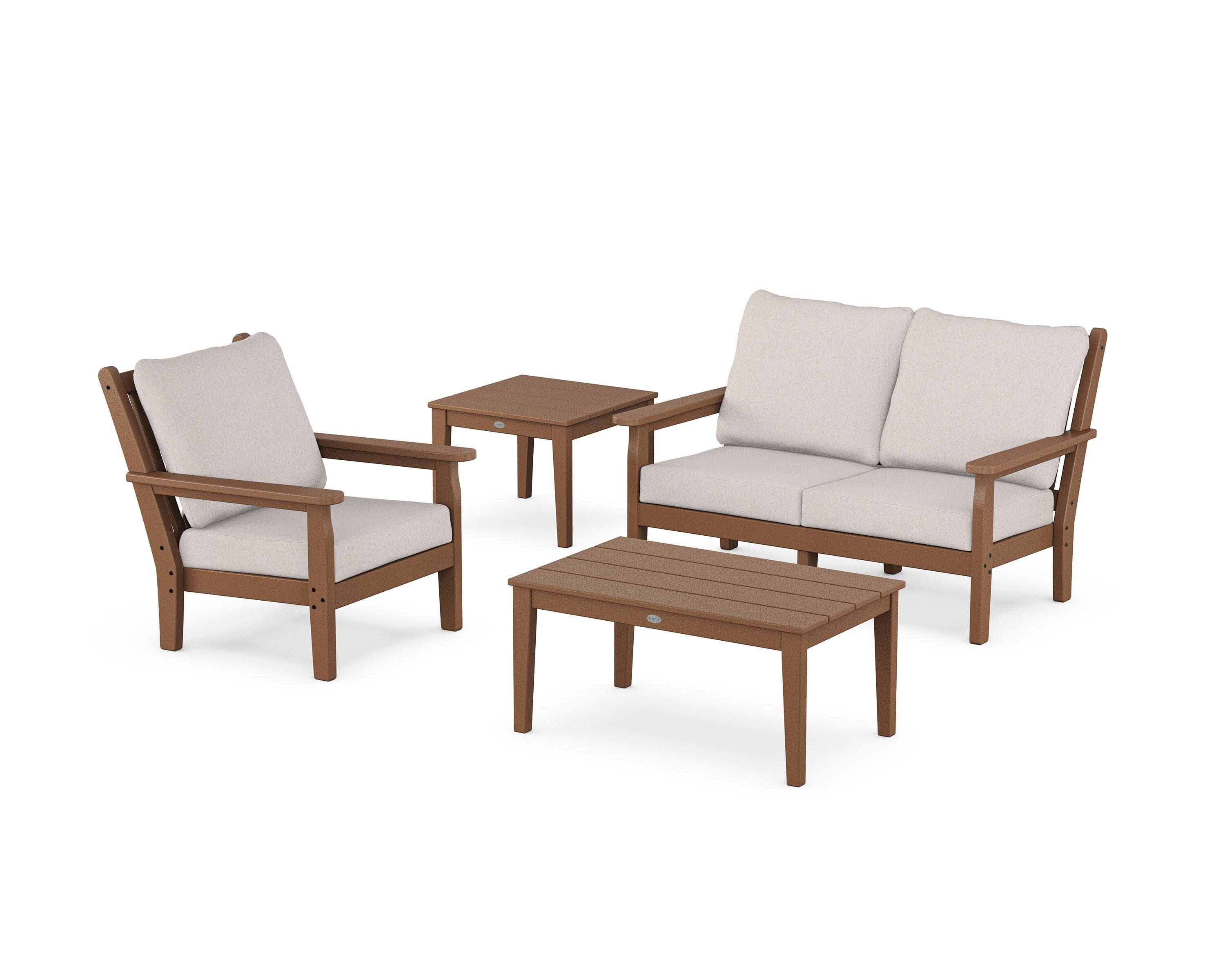 Chippendale 4-Piece Deep Seating Set in Teak / Dune Burlap
