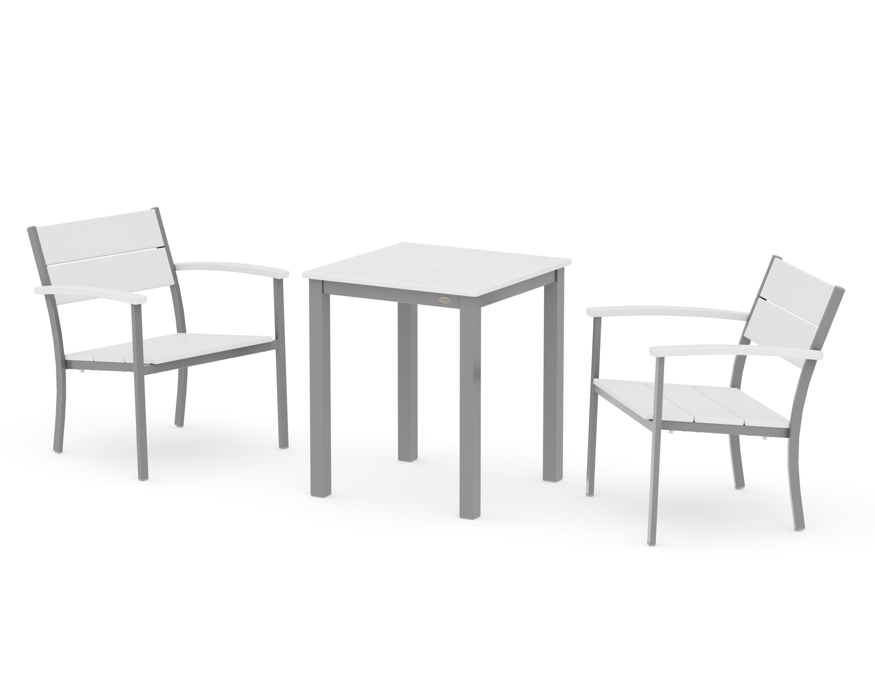 Main Street 3-Piece Square Dining Set in Silver / White