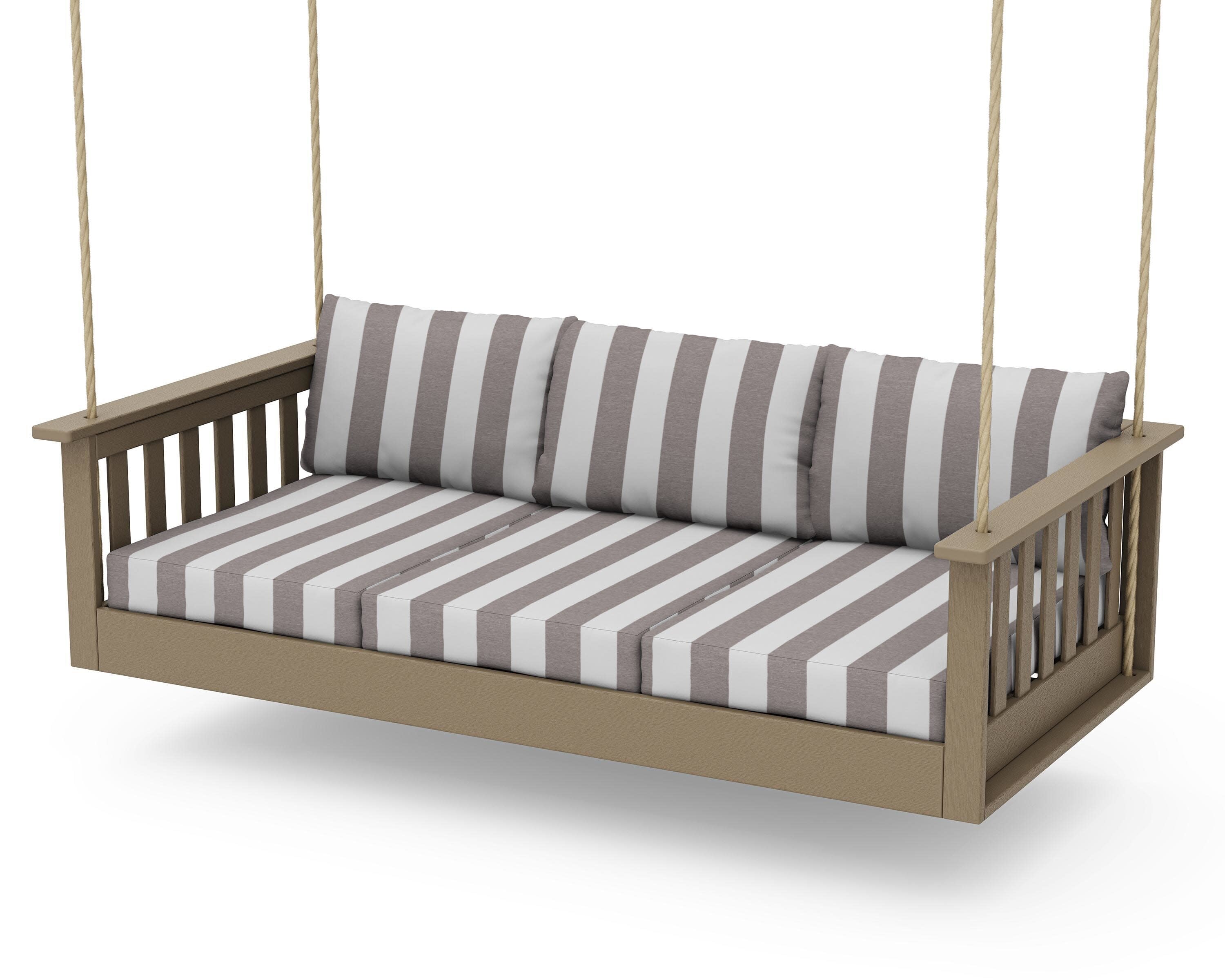 Vineyard Daybed Swing in Vintage Sahara / Cabana Stripe Grey Mist