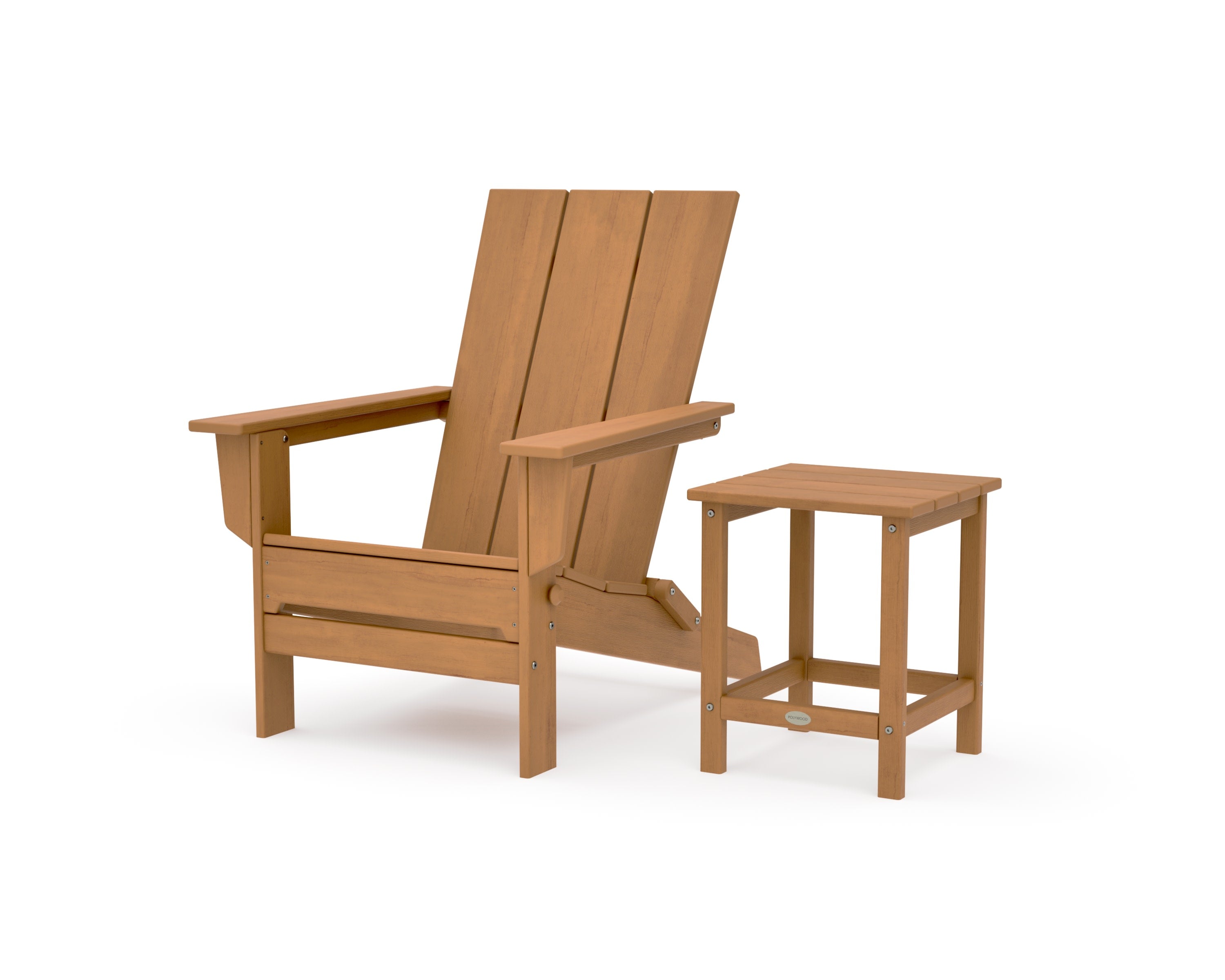 Modern Studio Folding Adirondack Chair with Side Table in Natural