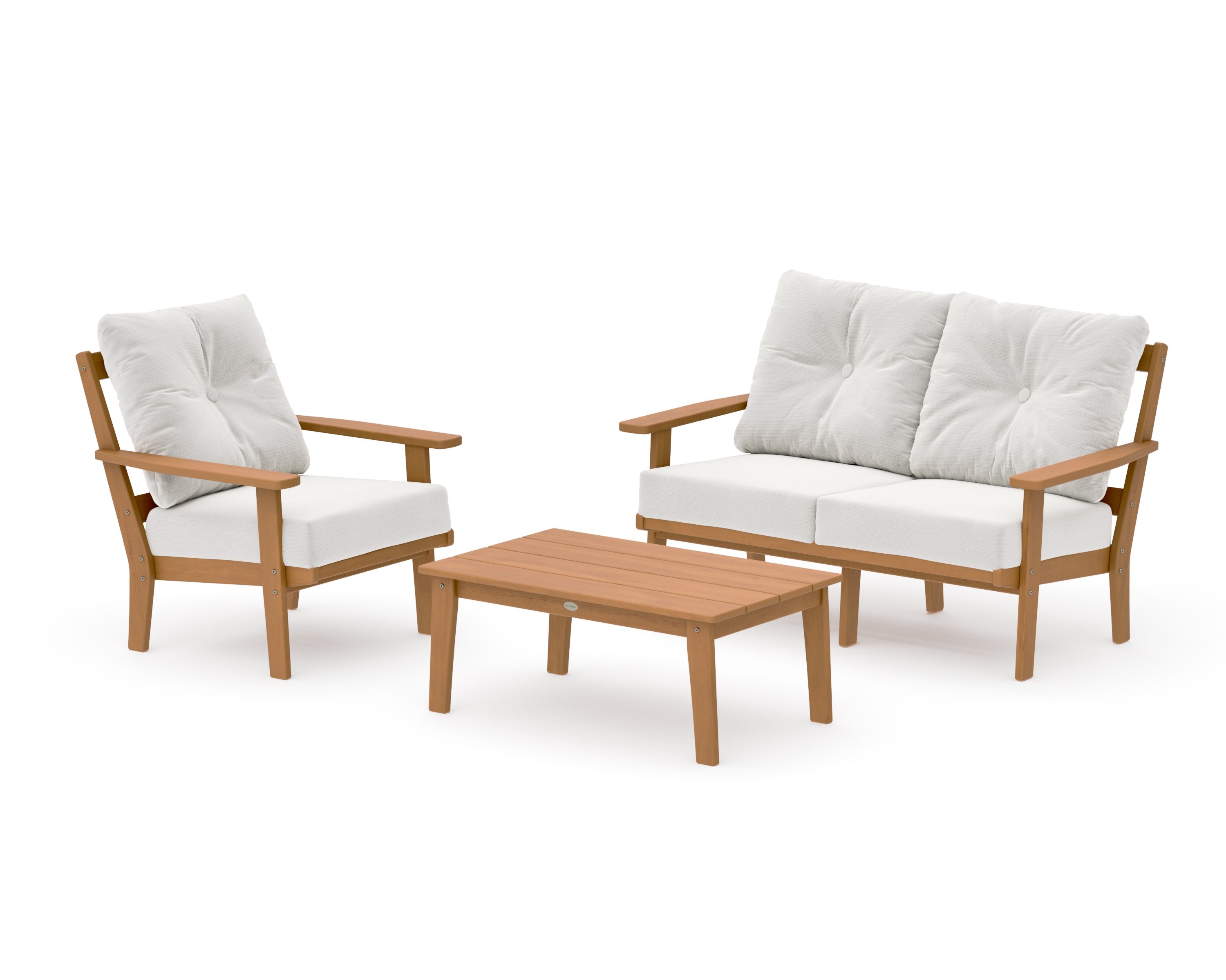 Oxford 3-Piece Deep Seating Set with Loveseat in Natural / Natural Linen