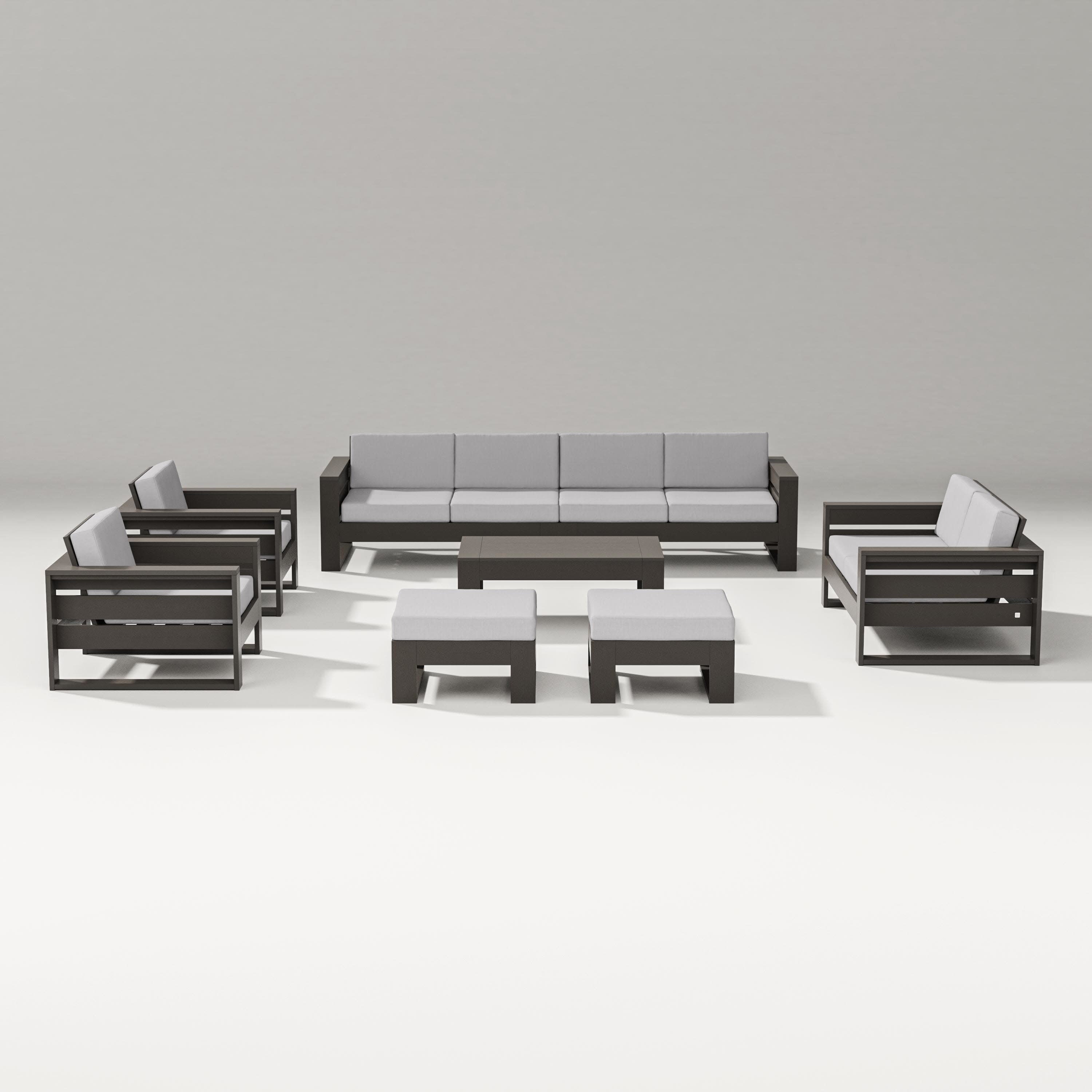 Latitude 8-Piece Lounge Sofa Set in Vintage Coffee / Granite