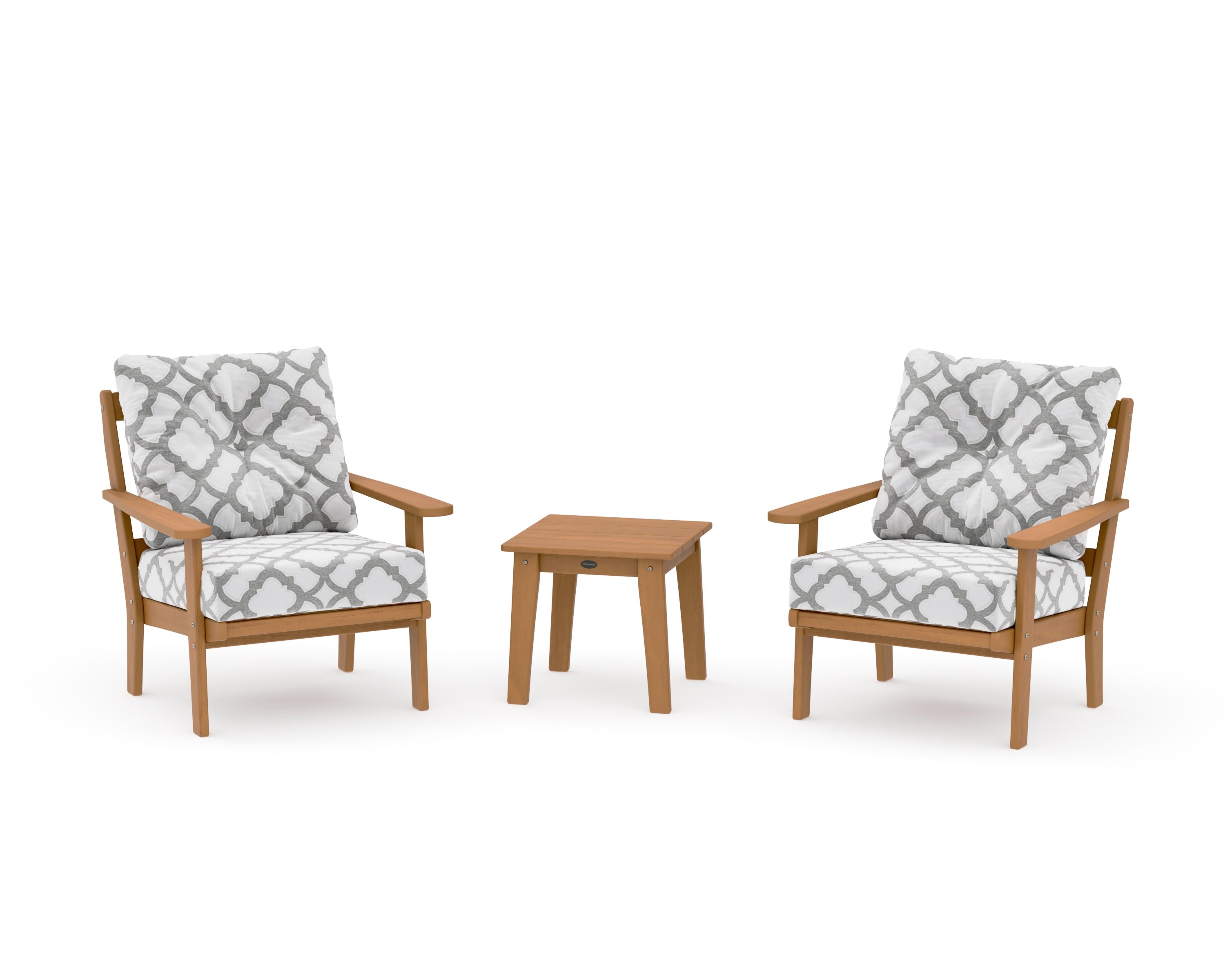 Mission 3-Piece Deep Seating Set in Natural / Trellis Grey Mist