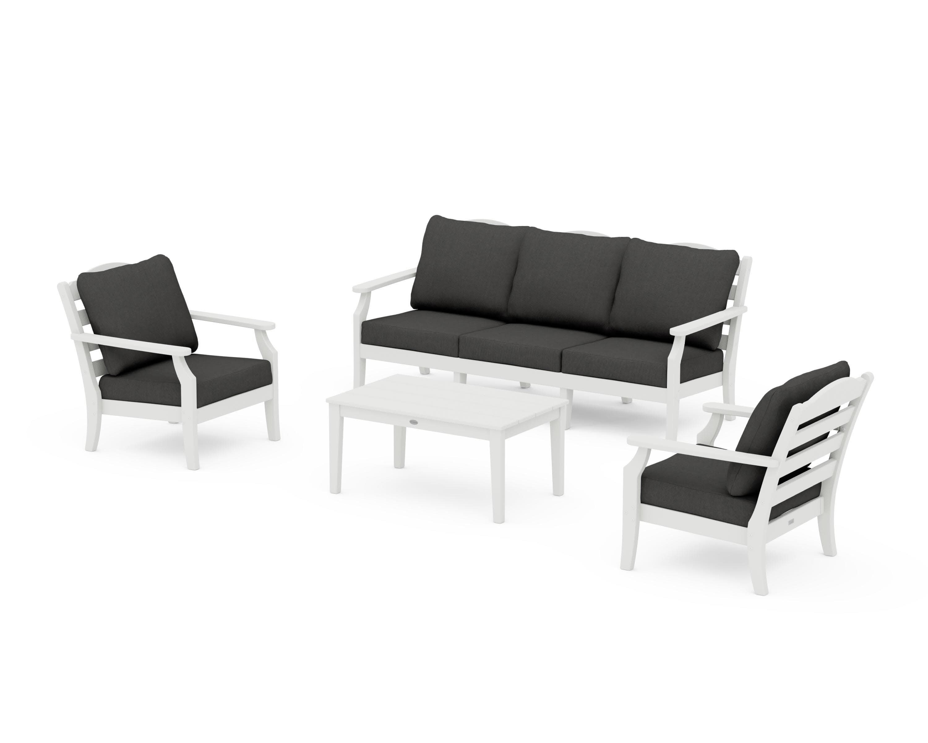 Savannah 4-Piece Deep Seating Set with Sofa in Vintage White / Spectrum Carbon