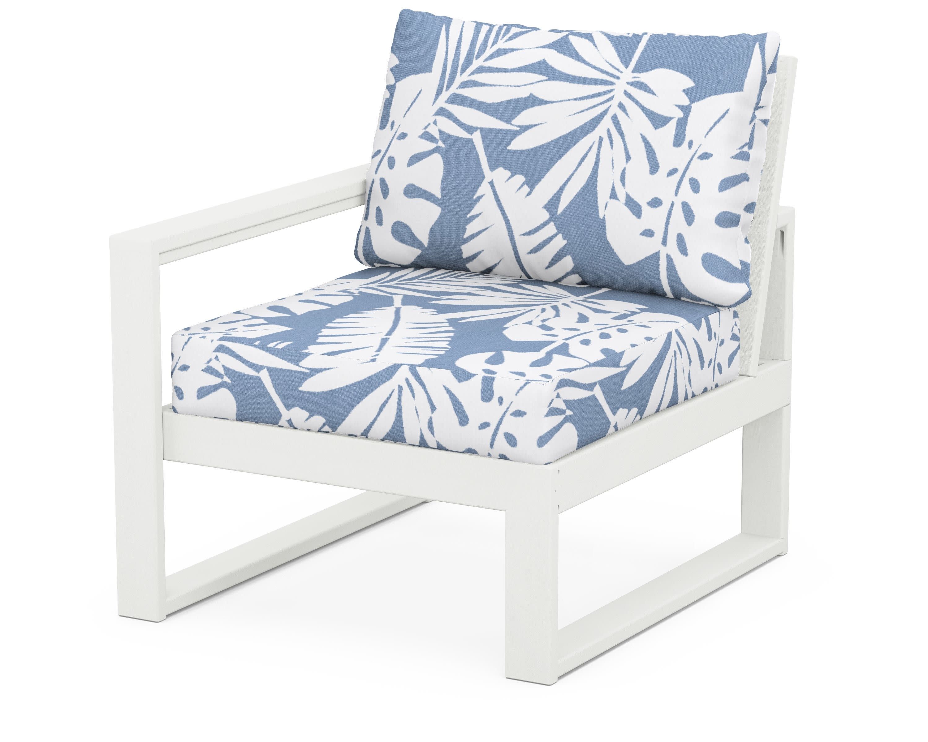 EDGE Modular Left Arm Chair in Vintage White / Leaf Sky Blue