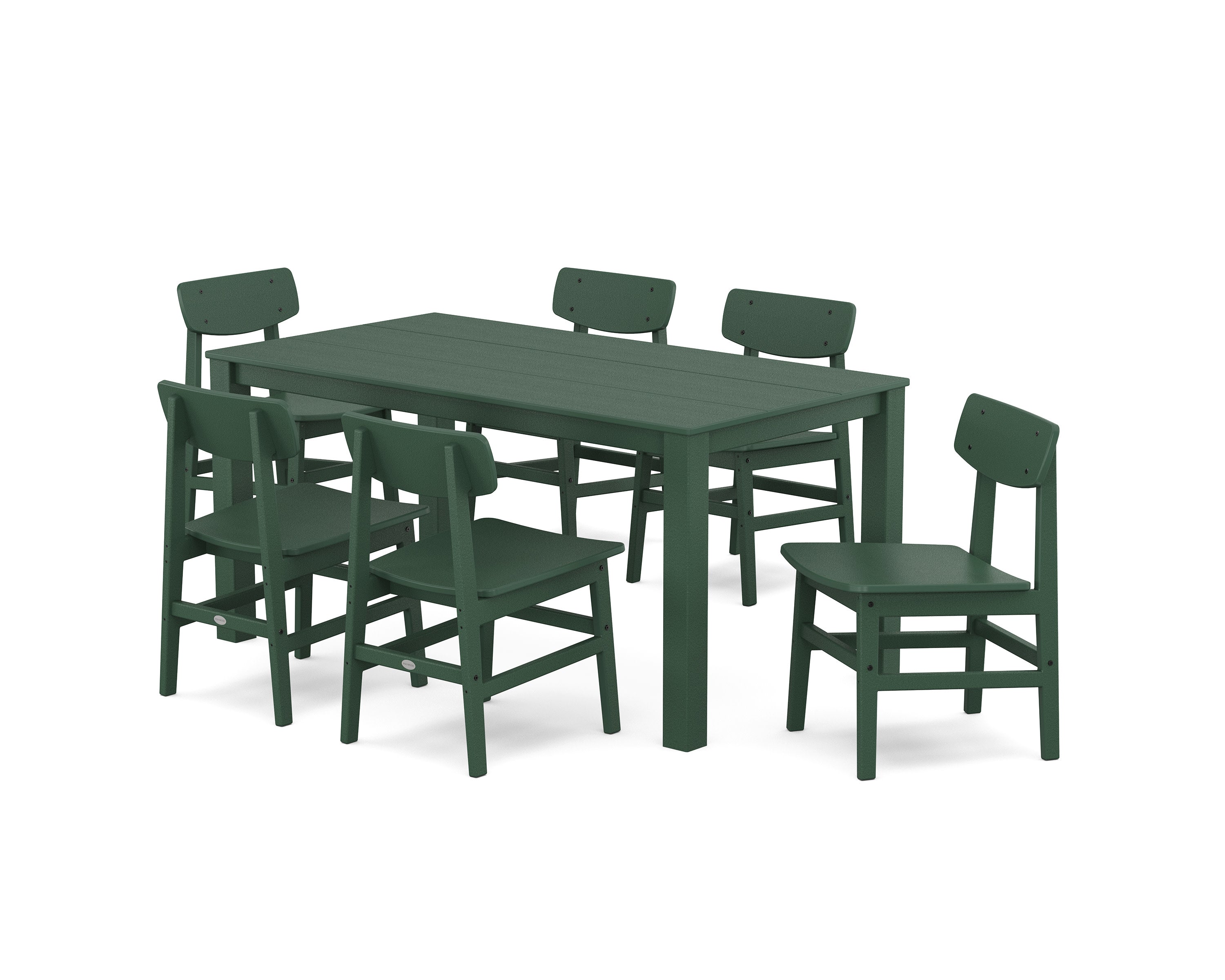 Modern Studio Urban Chair 7-Piece Parsons Table Dining Set in Green