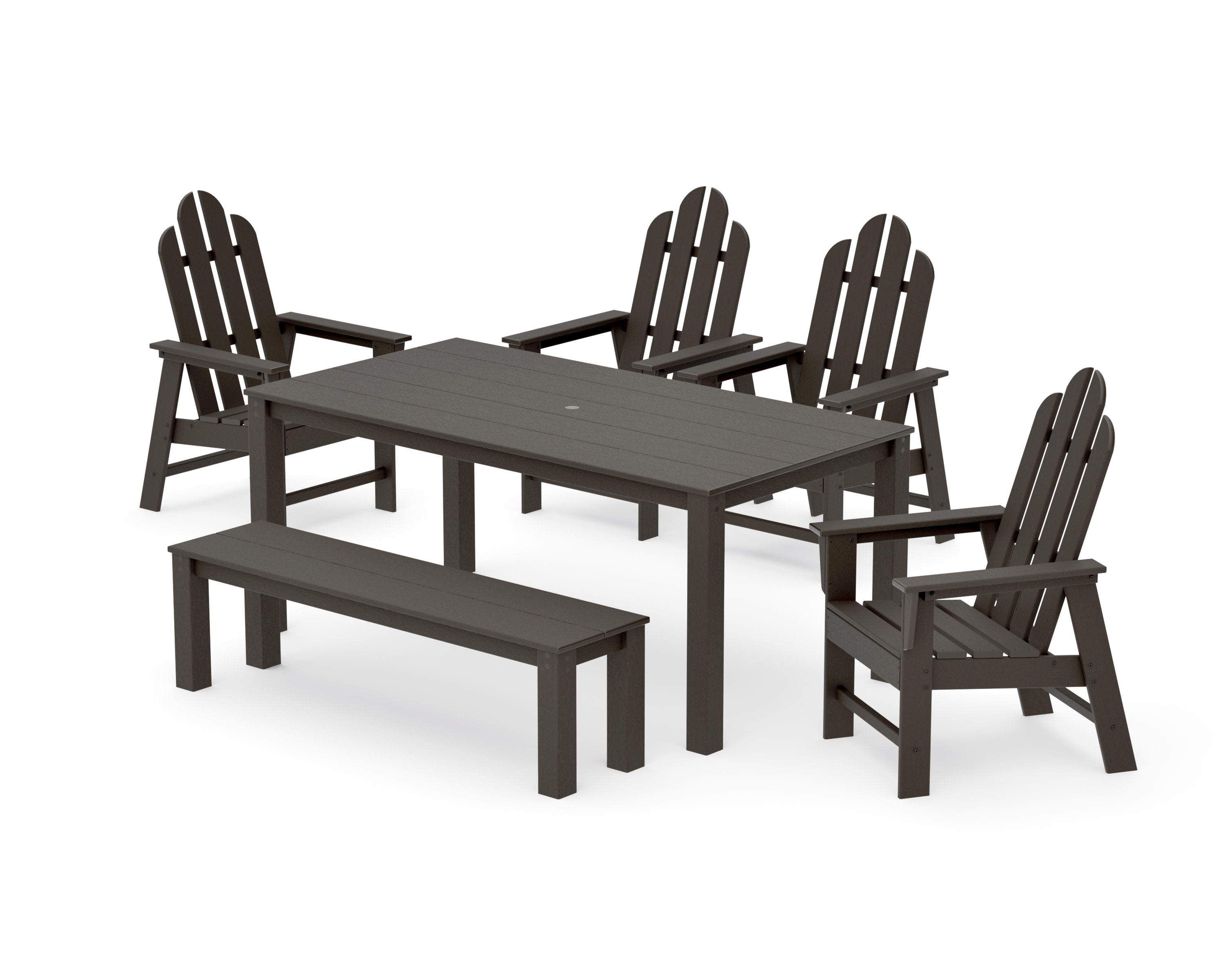 Long Island 6-Piece Parsons Dining Set with Bench in Vintage Coffee
