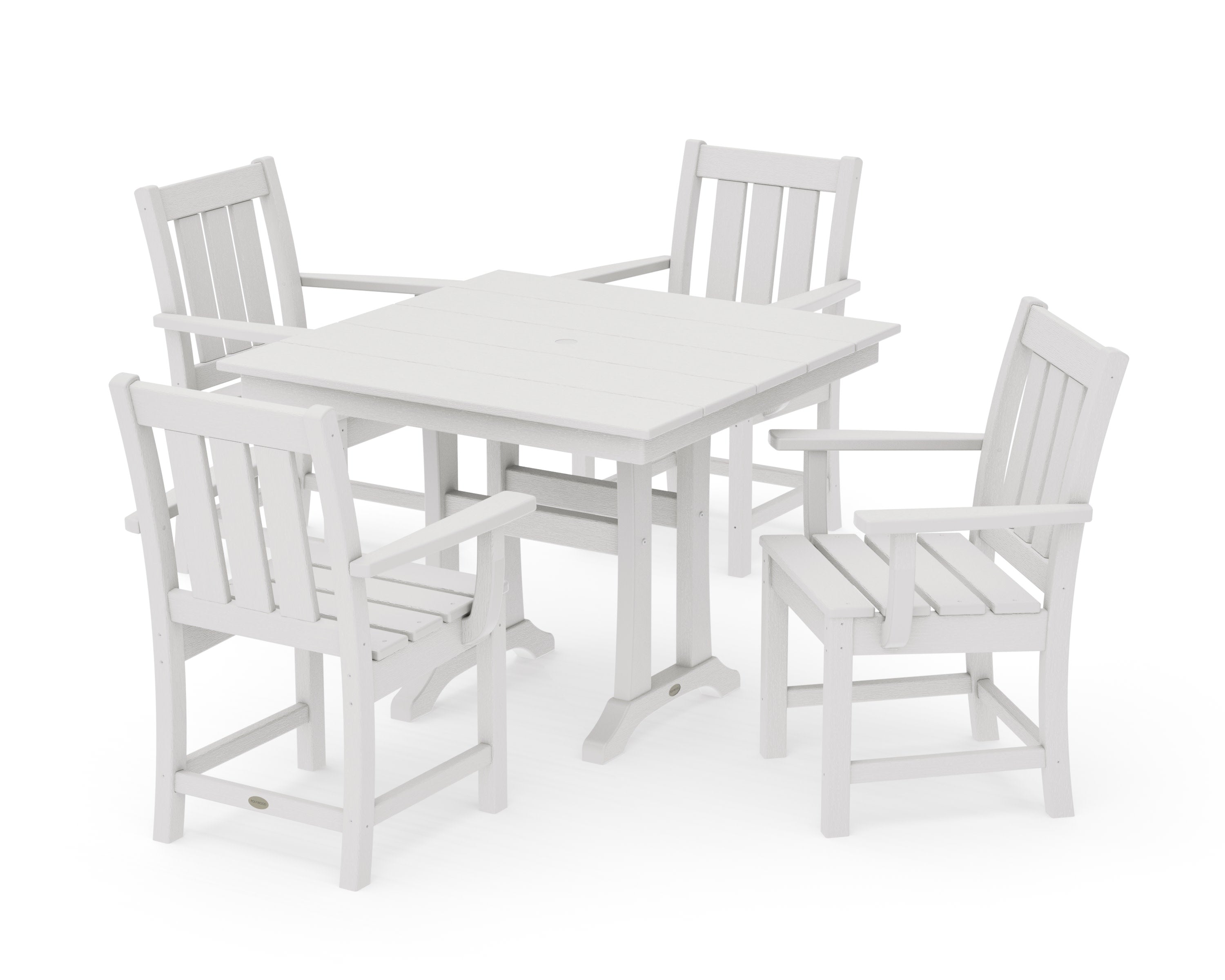 Oxford 5-Piece Farmhouse Dining Set with Trestle Legs in Vintage White
