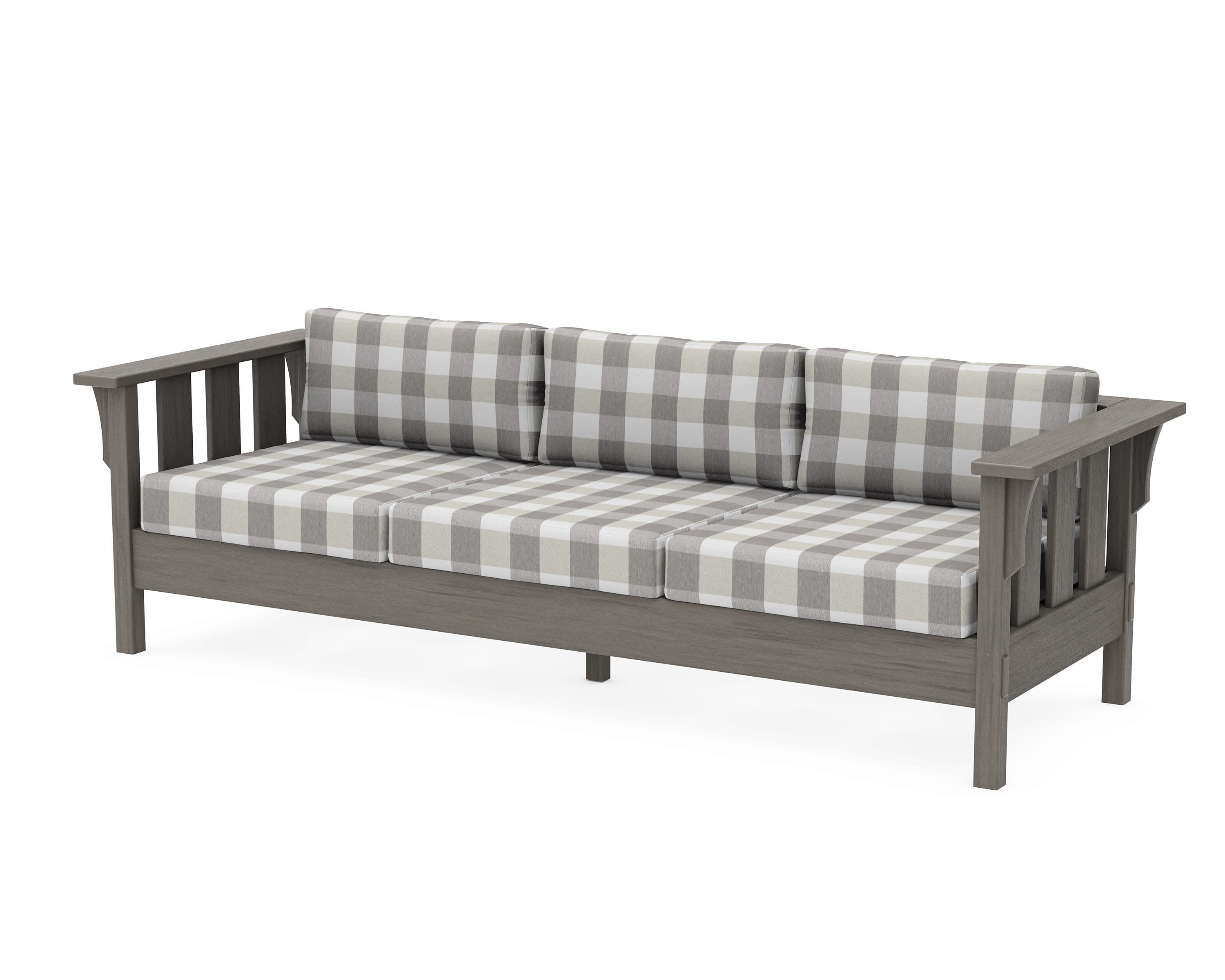 Acadia Deep Seating Sofa in Driftwood / Buffalo Plaid Grey Mist