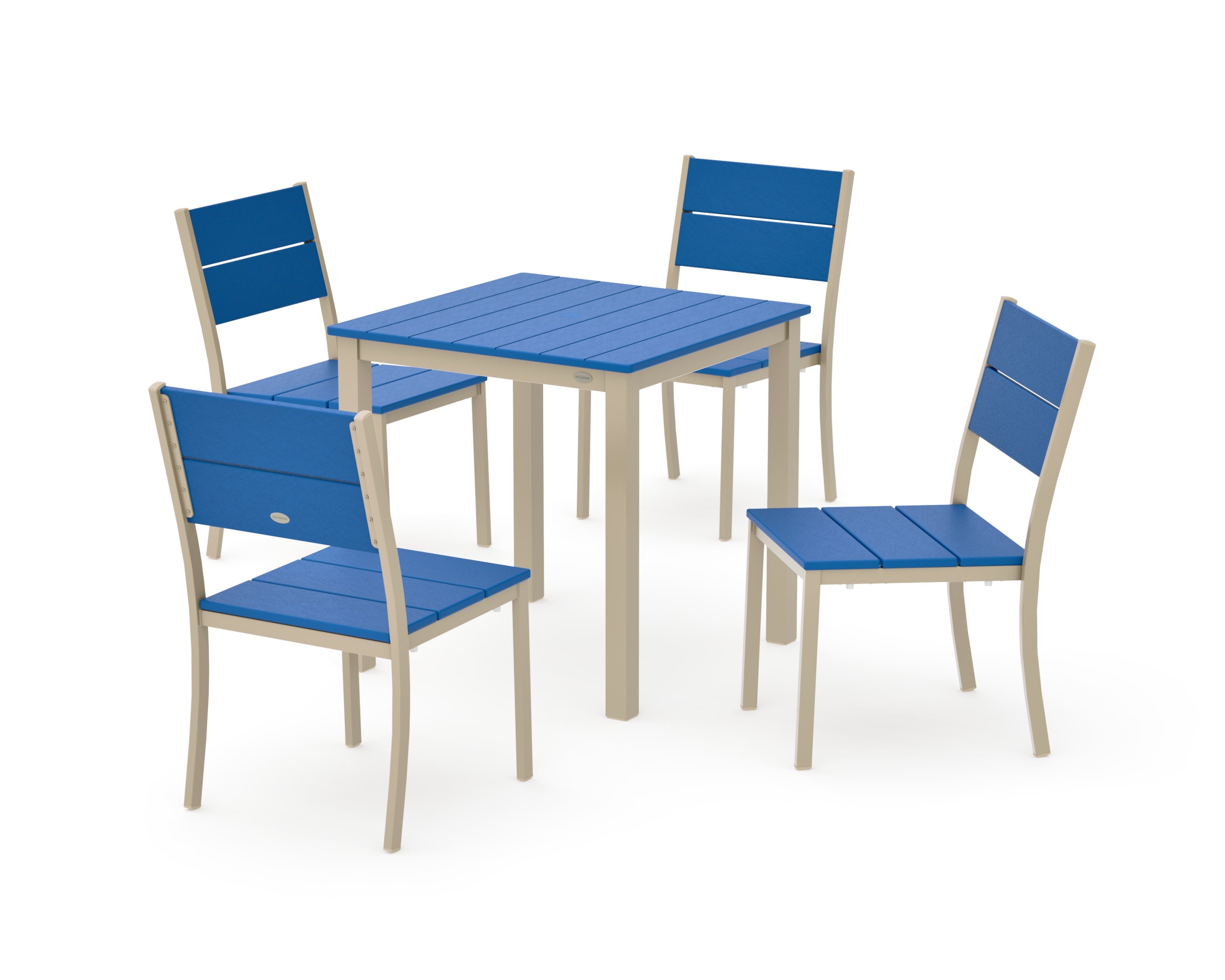 Main Street 5-Piece Square Dining Set- Small in Sand / Pacific Blue
