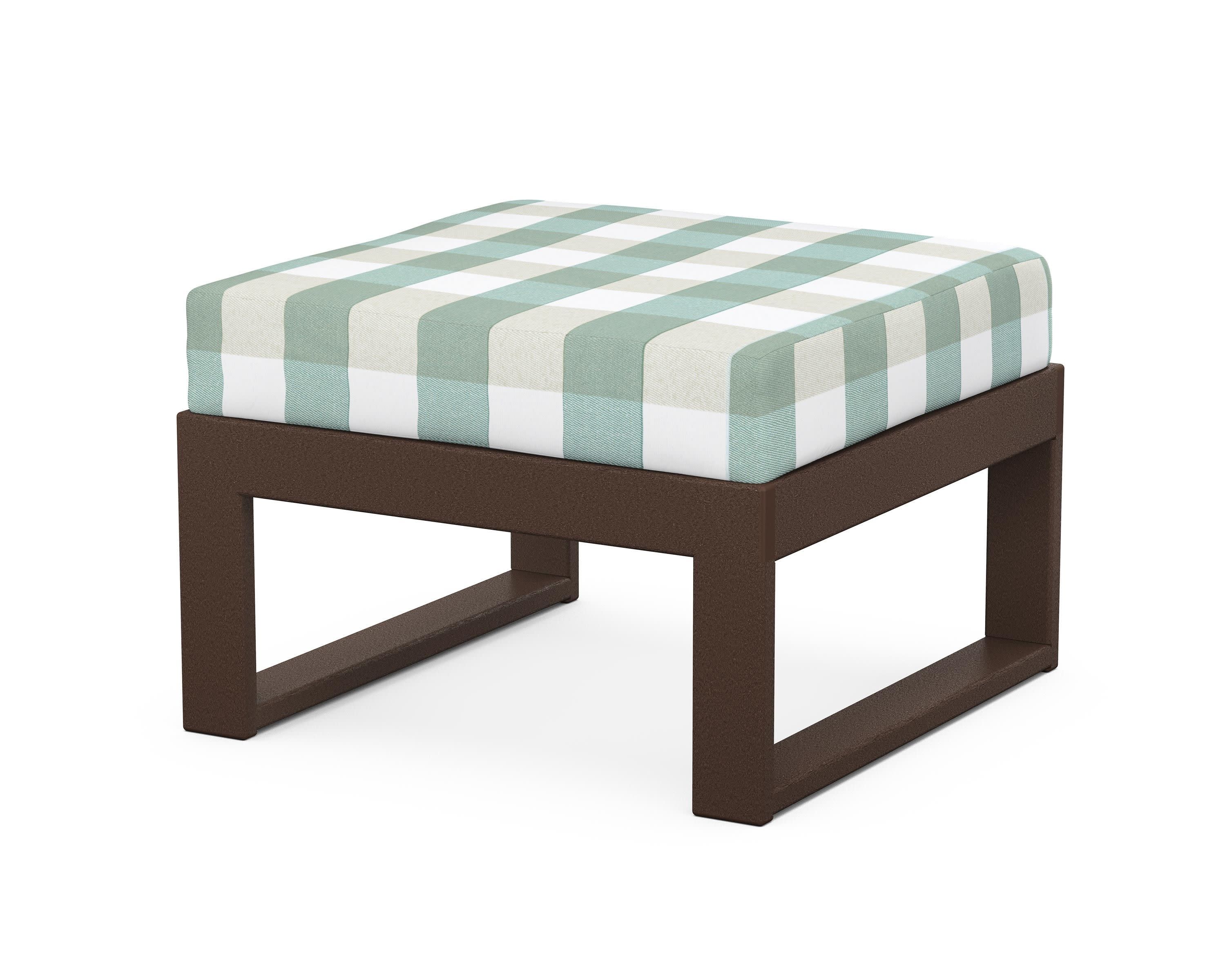 Modular Ottoman - Modern in Mahogany / Buffalo Plaid Glacier Spa