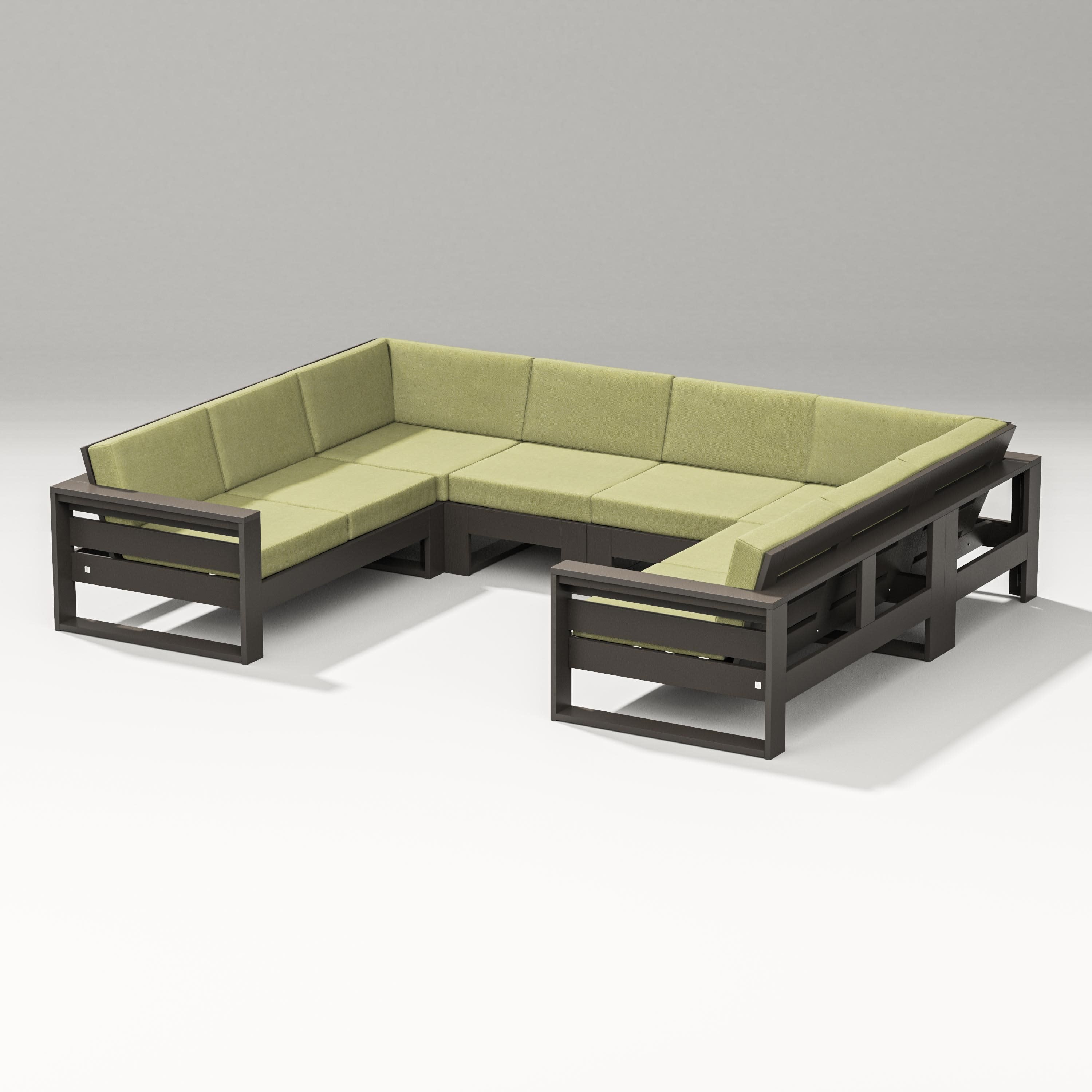 Latitude U-Shaped Sectional in Vintage Coffee / Chartreuse Boucle