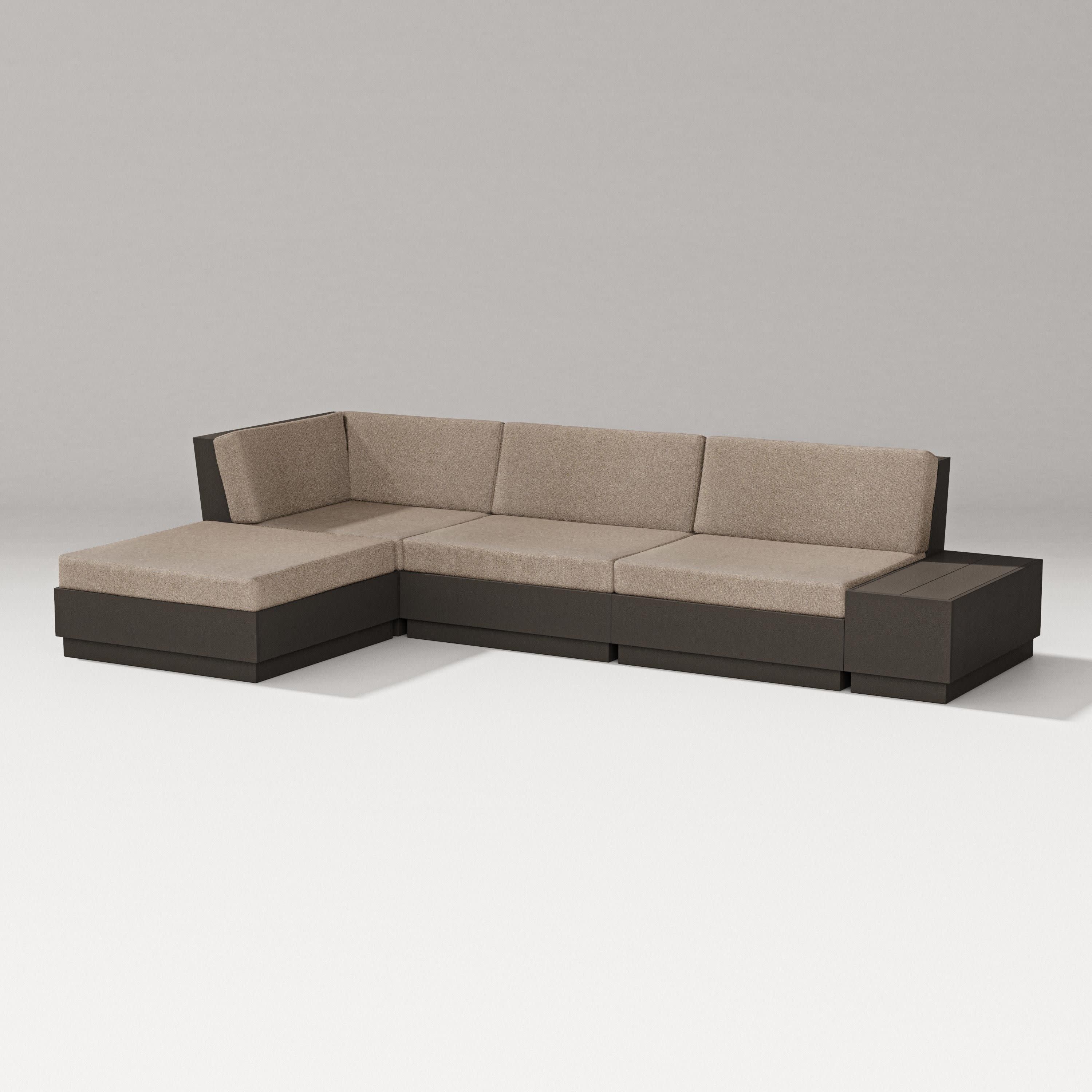 Elevate Chaise Sectional in Vintage Coffee / Spiced Burlap