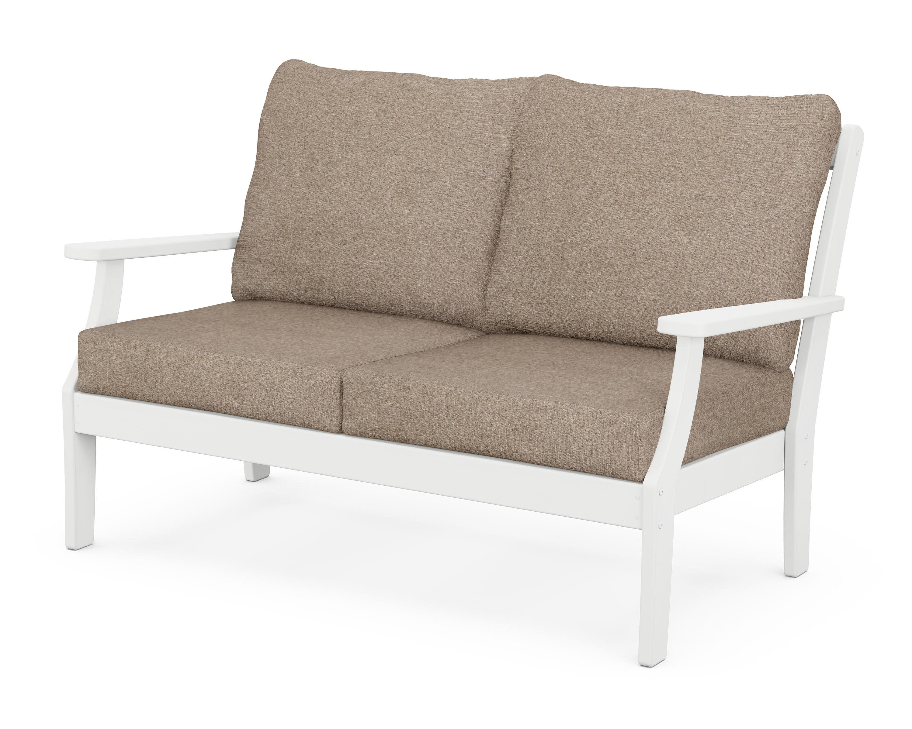 Braxton Deep Seating Loveseat in White / Spiced Burlap