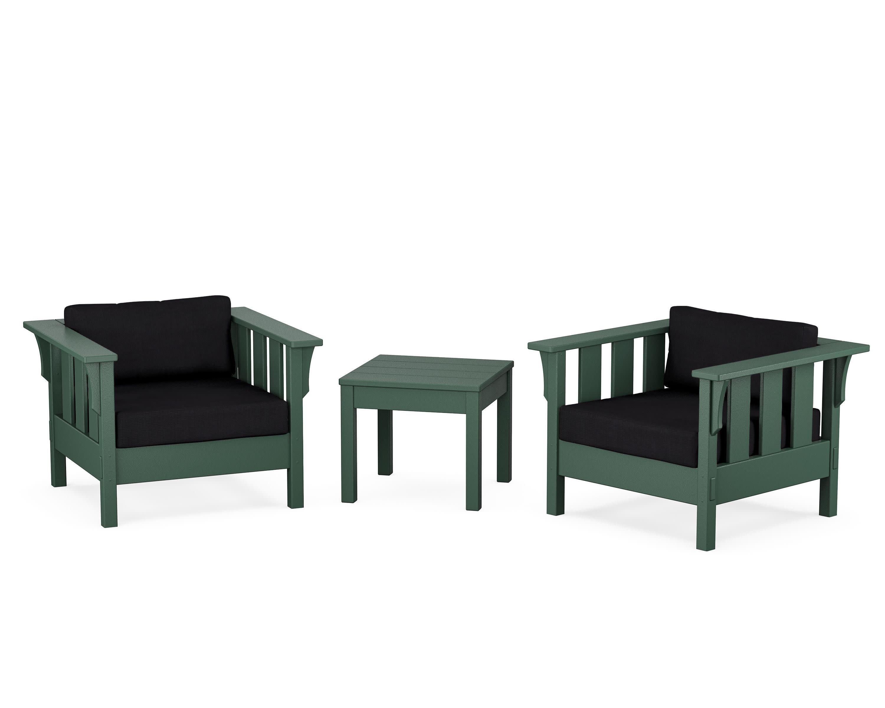 Acadia 3-Piece Deep Seating Set in Green / Midnight Linen