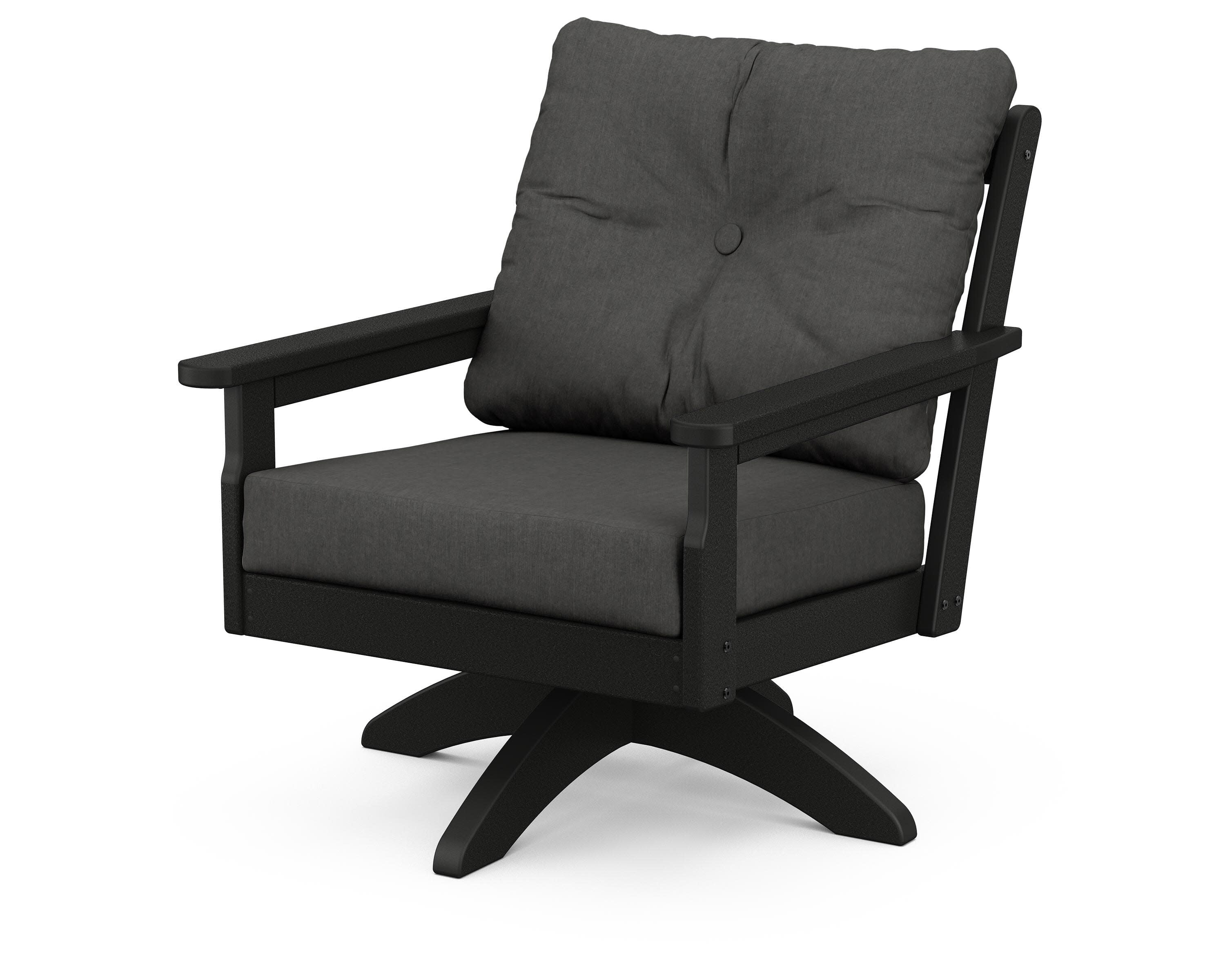 Vineyard Deep Seating Swivel Chair in Black / Spectrum Carbon