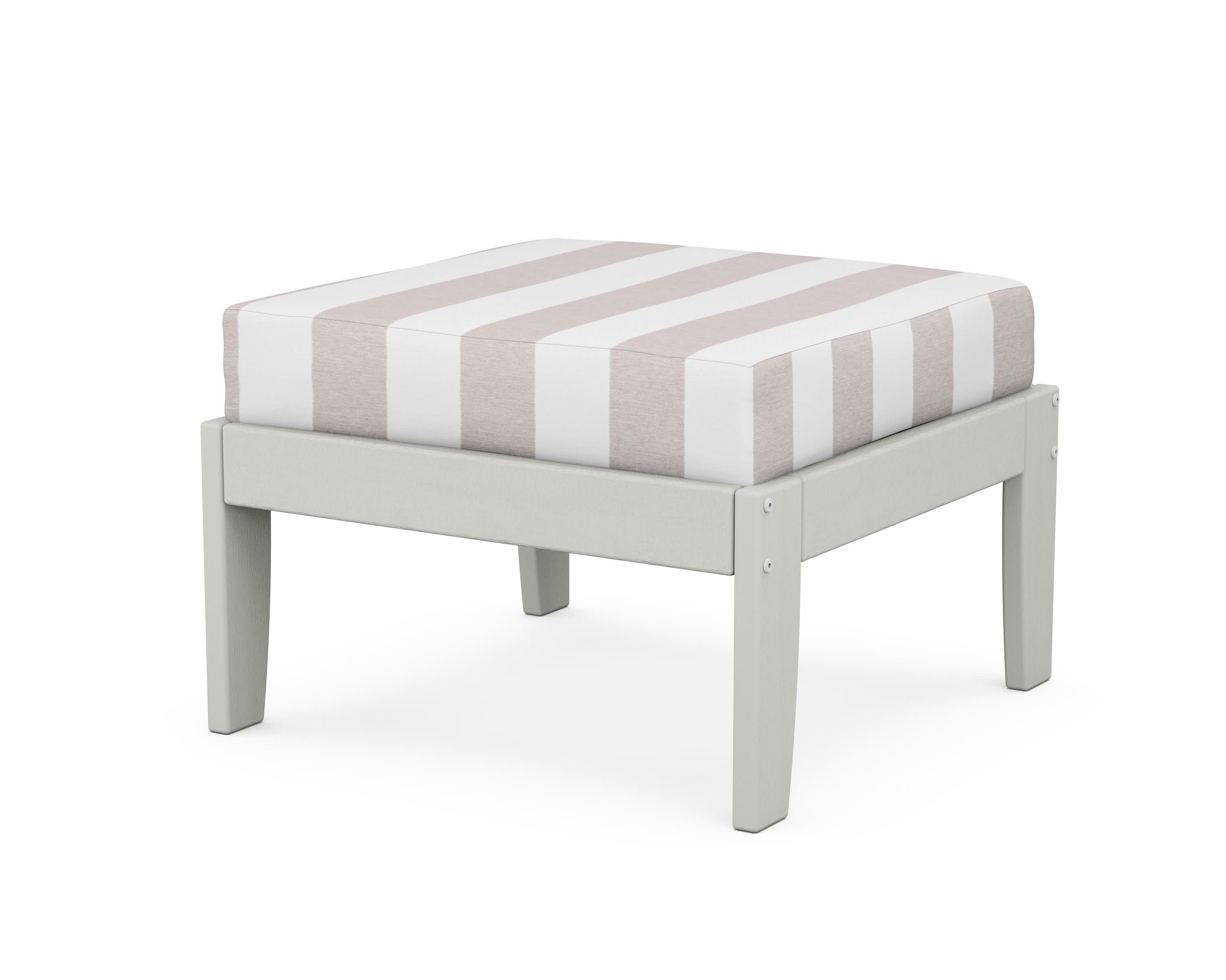 Modular Ottoman - Classic in Vintage White / Cabana Stripe Dune Burlap