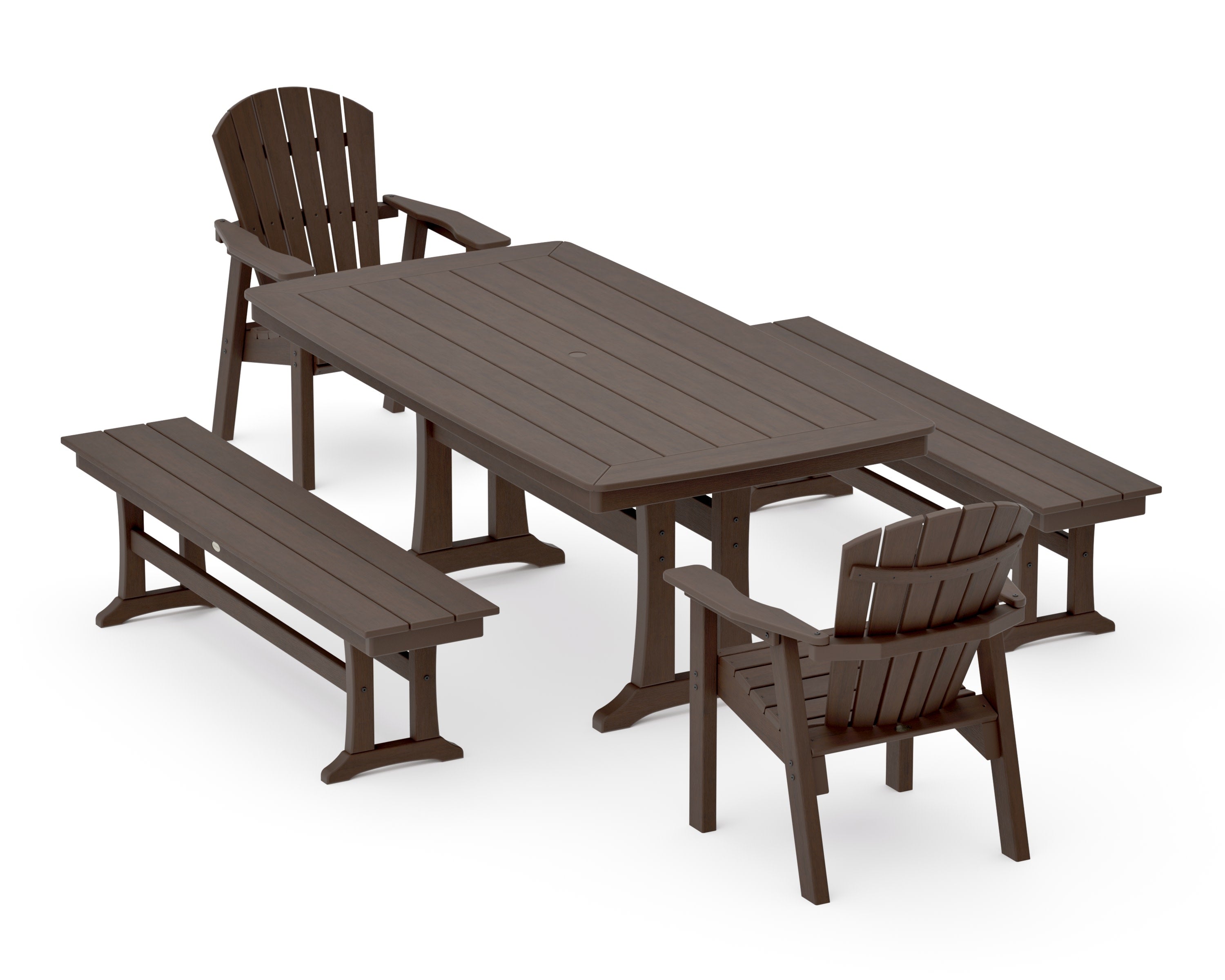 Seashell 5-Piece Dining Set with Trestle Legs in Kona