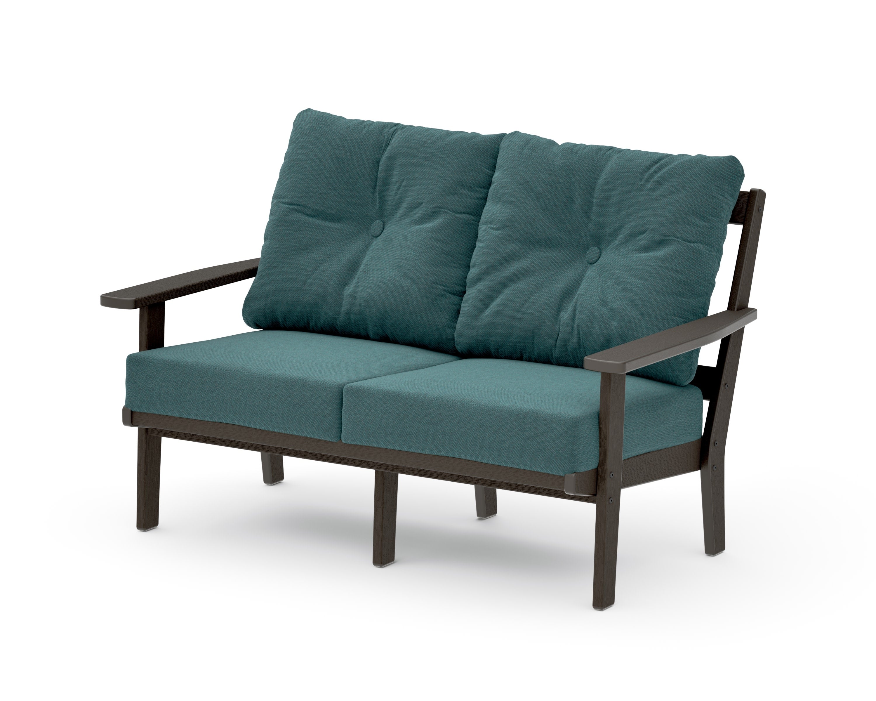 Oxford Deep SeatingLoveseat in Vintage Coffee / Ocean Teal
