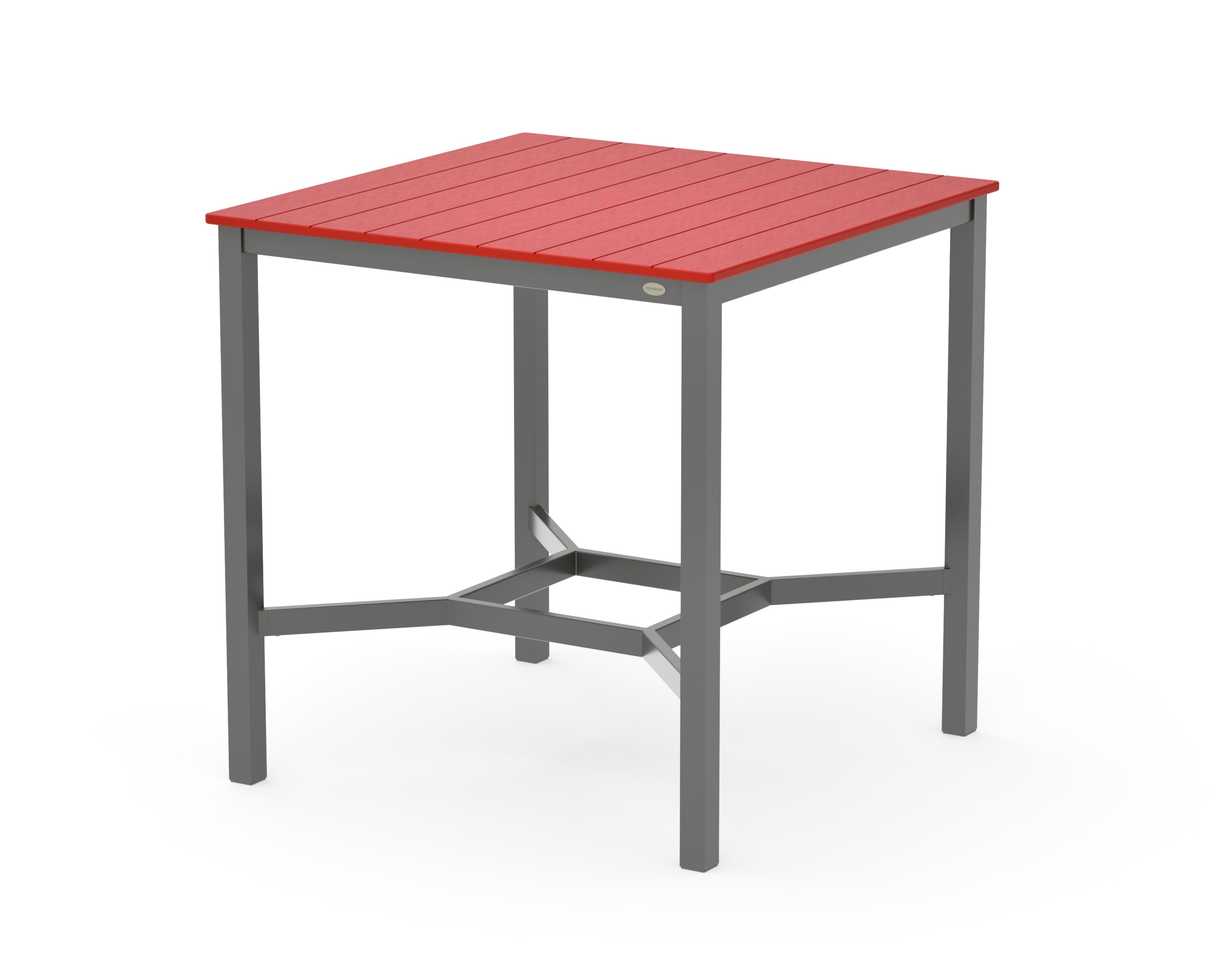 Main Street 42 x 42 Bar Table in Charcoal / Sunset Red