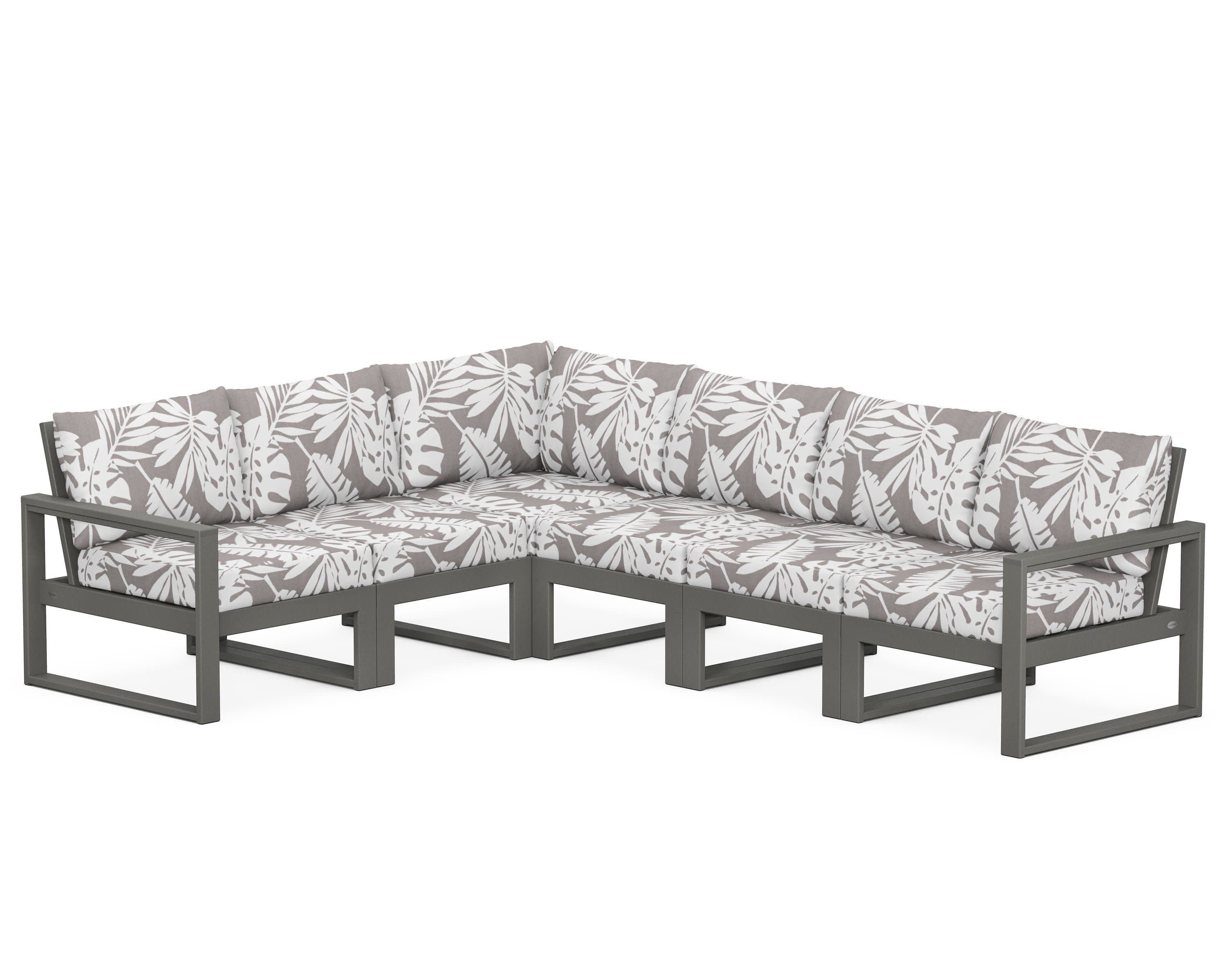 EDGE 6-Piece Modular Deep Seating Set in Slate Grey / Leaf Grey Mist