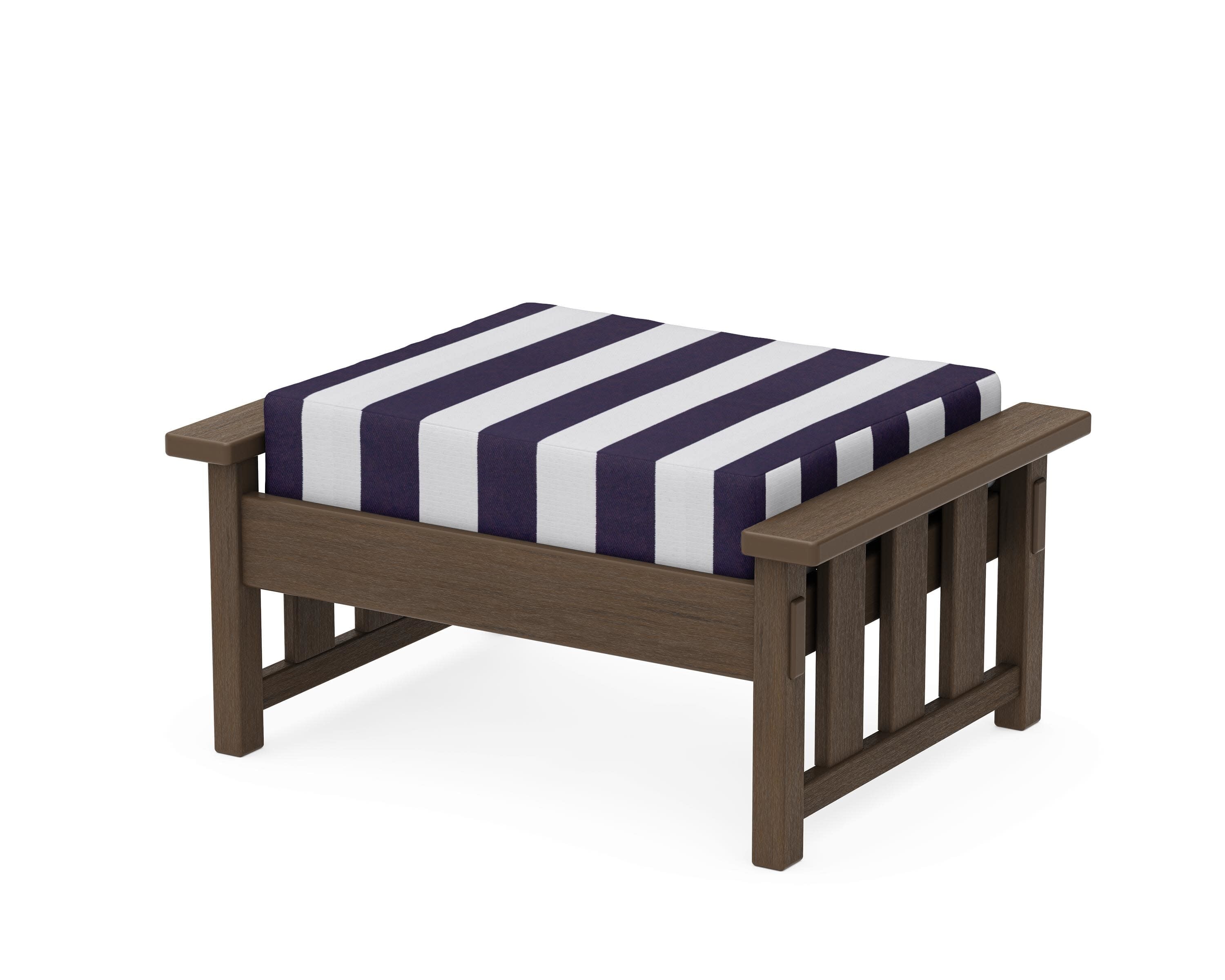 Acadia Deep Seating Ottoman in Kona / Cabana Stripe Navy