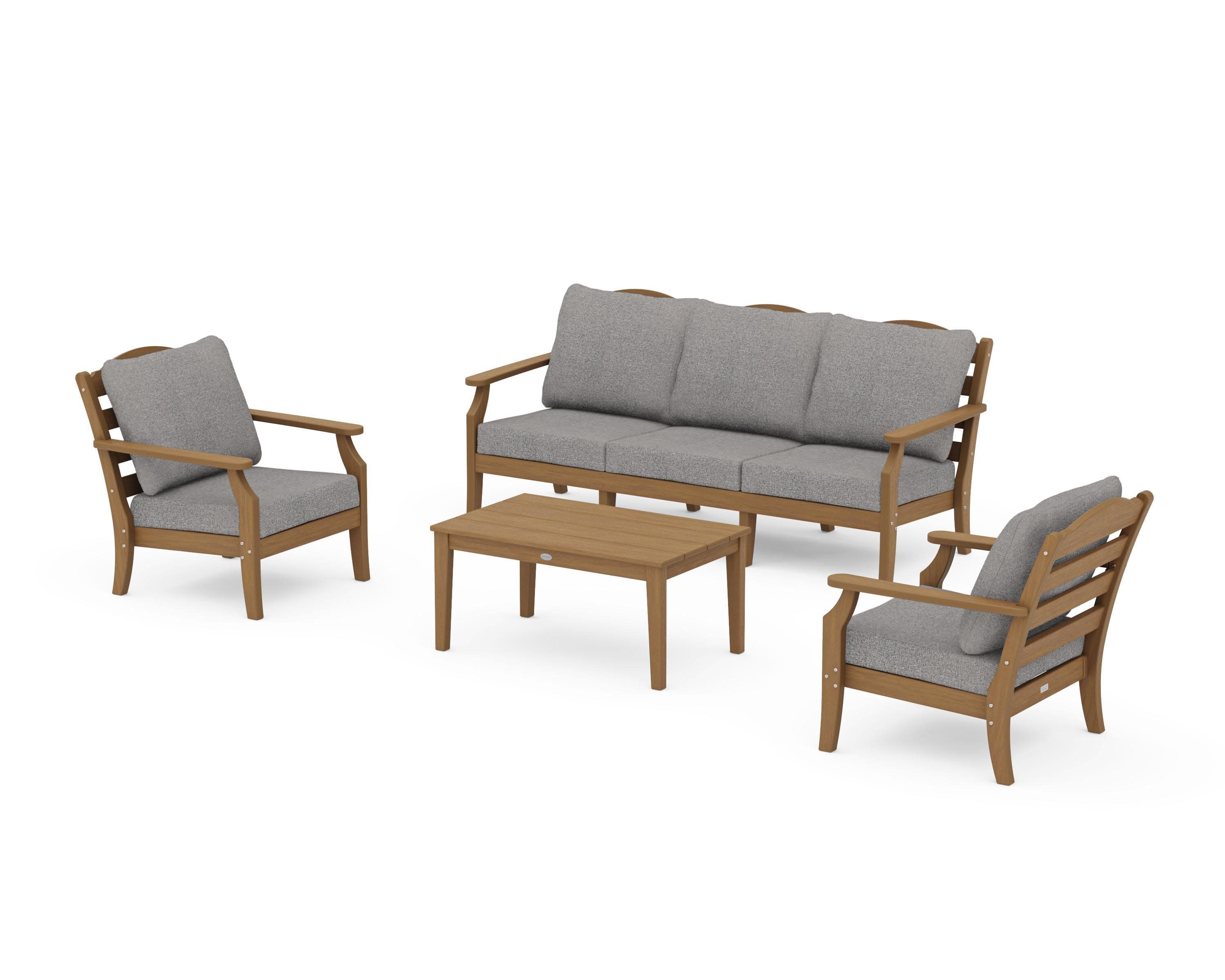 Savannah 4-Piece Deep Seating Set with Sofa in Natural / Grey Mist