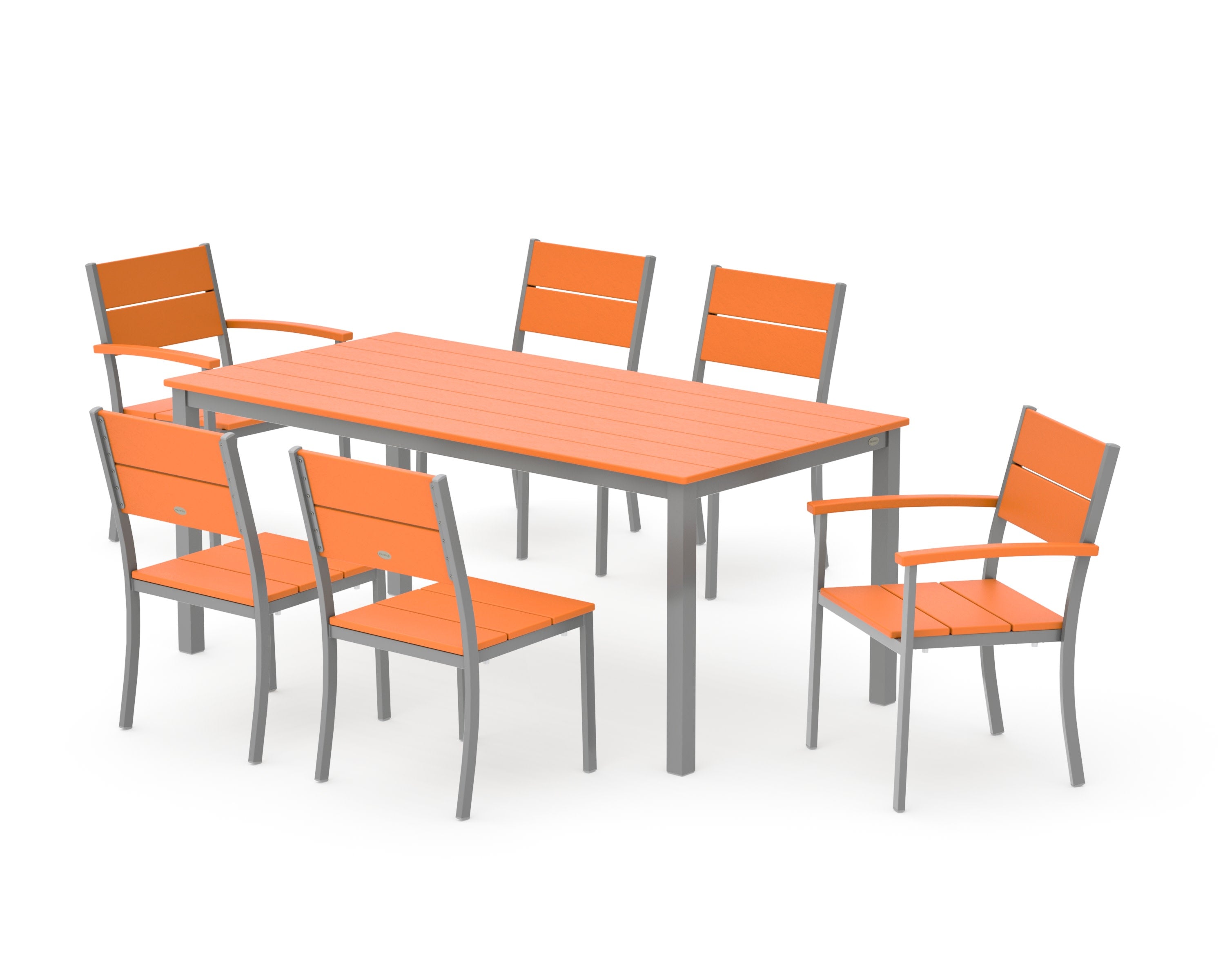 Main Street 7-Piece Dining Set in Silver / Tangerine