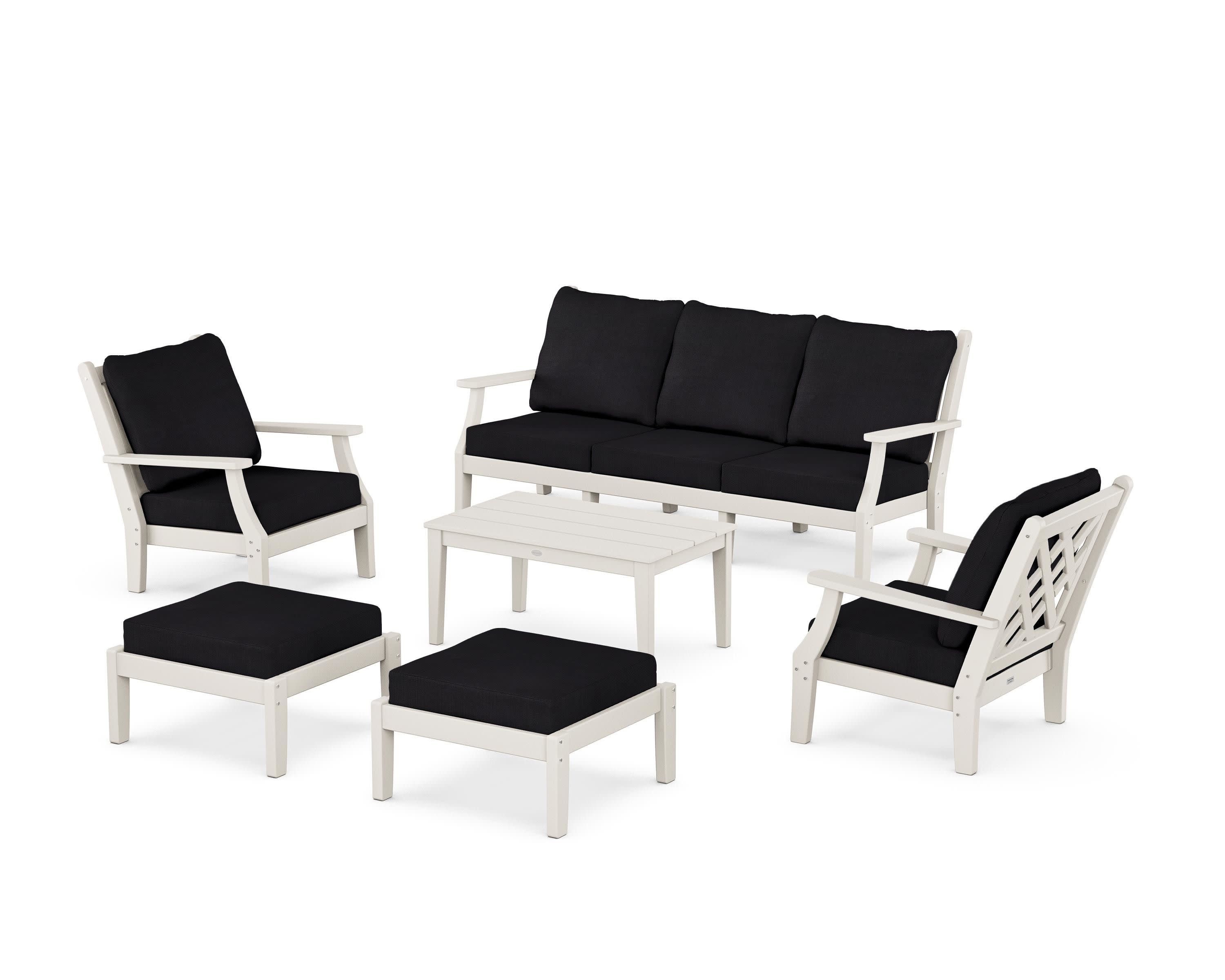 Wovendale 6-Piece Lounge Sofa Set in Sand / Midnight Linen