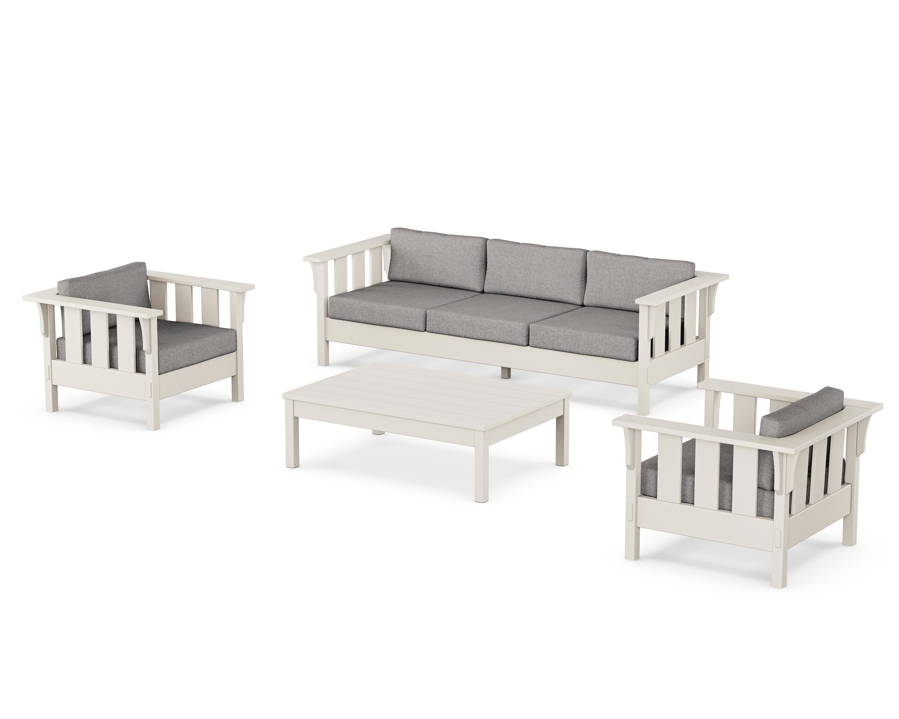Acadia 4-Piece Deep Seating Set with Sofa in Sand / Grey Mist