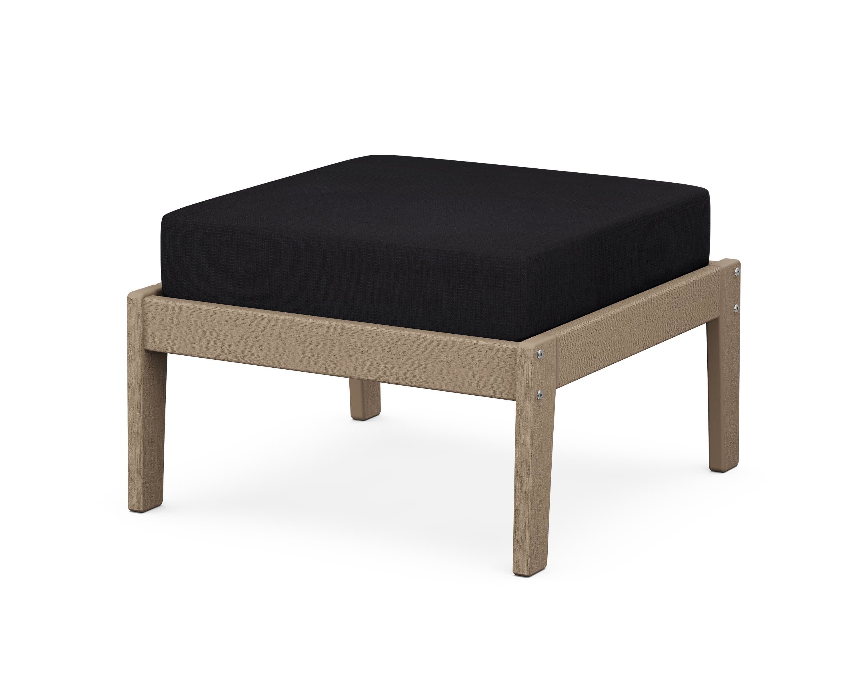 Deep Seating Ottoman in Vintage Sahara / Midnight Linen