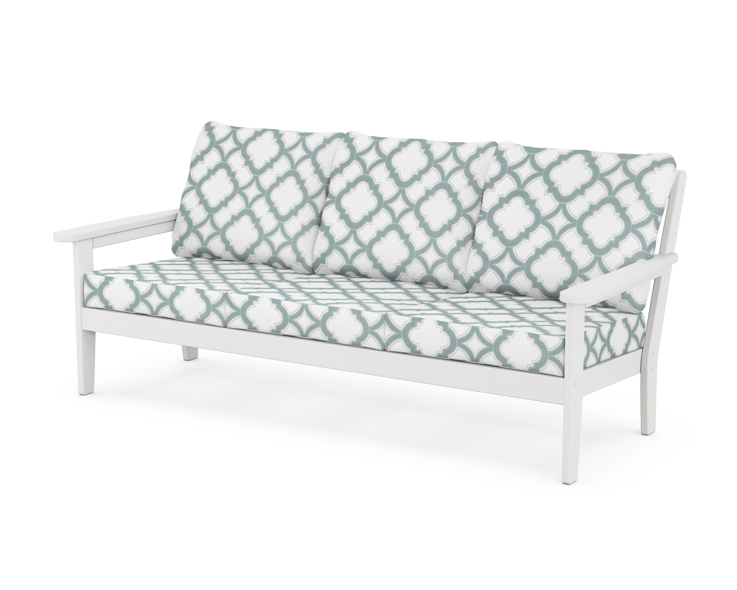 Cottage Deep Seating Sofa in White / Trellis Glacier Spa