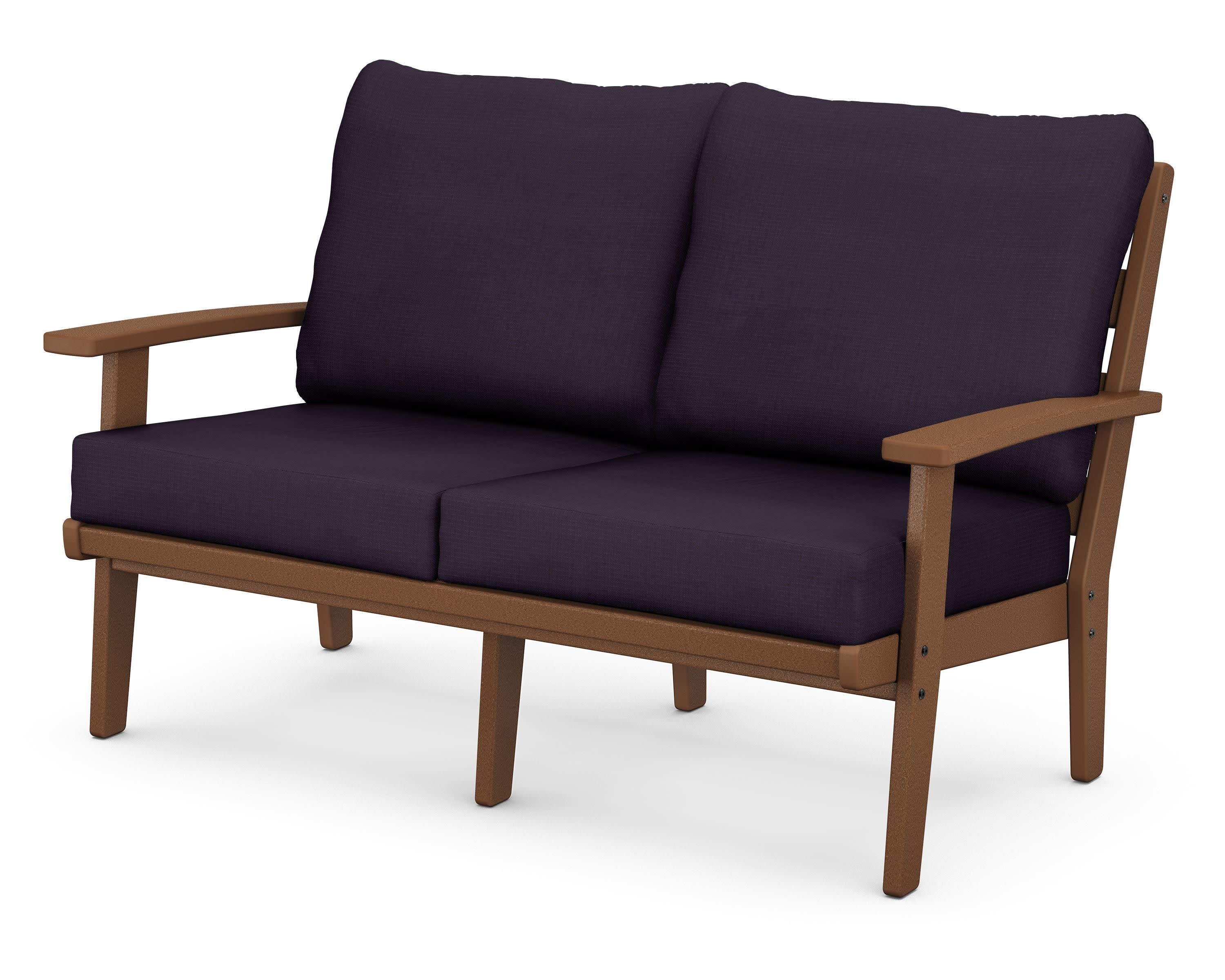 Grant Park Deep Seating Loveseat in Teak / Navy Linen