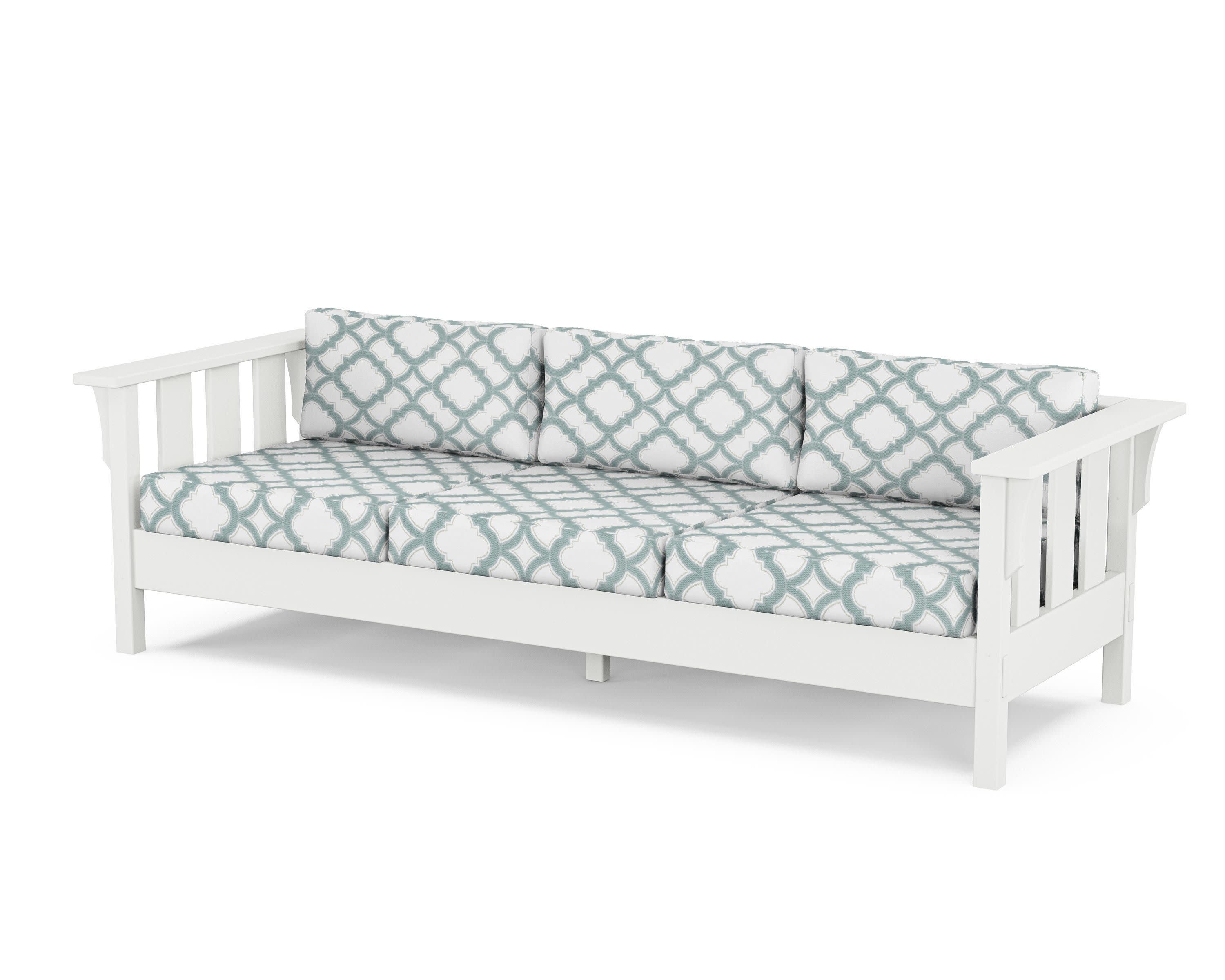 Acadia Deep Seating Sofa in White / Trellis Glacier Spa