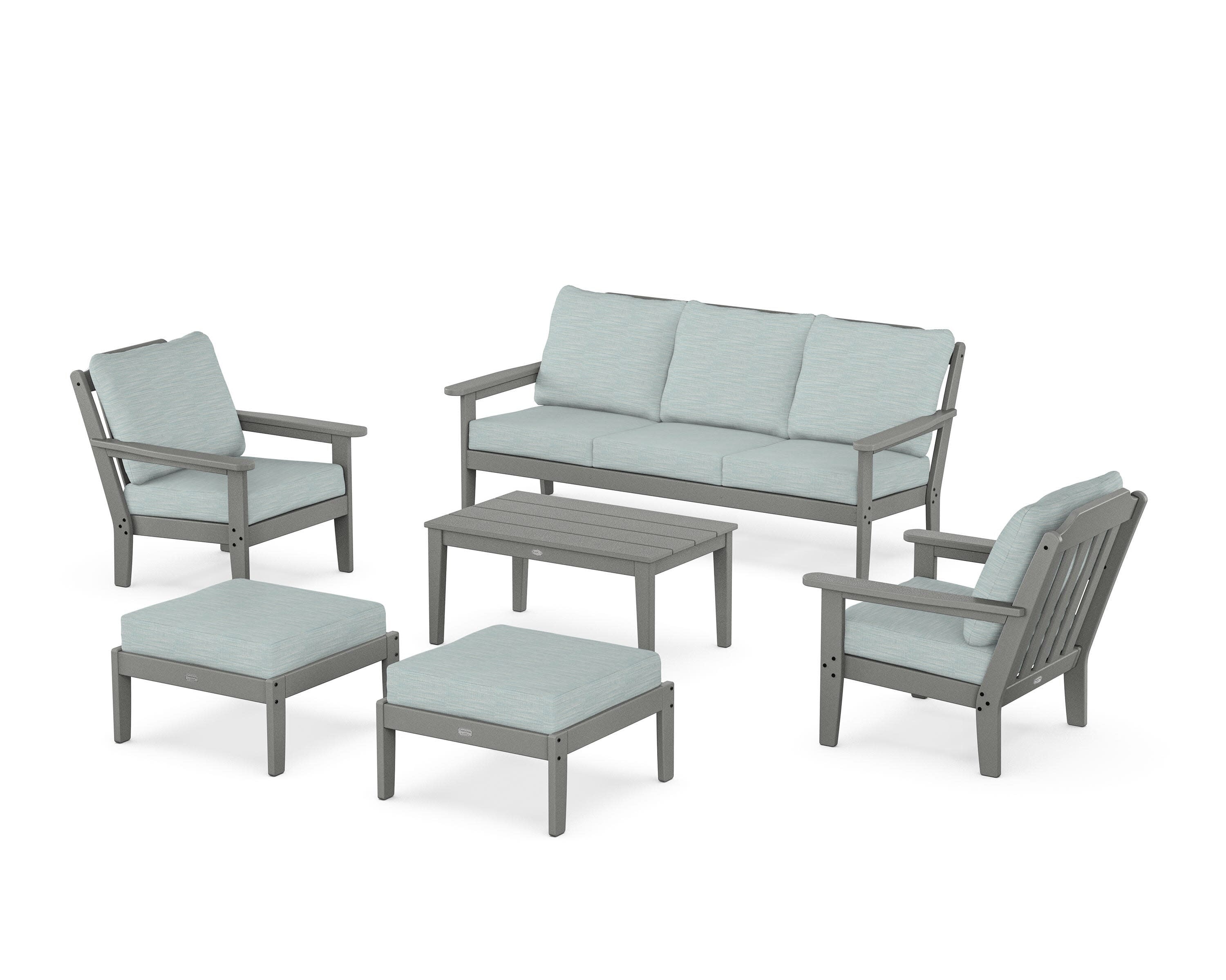 Cottage 6-Piece Lounge Sofa Set in Slate Grey / Soothe Mist