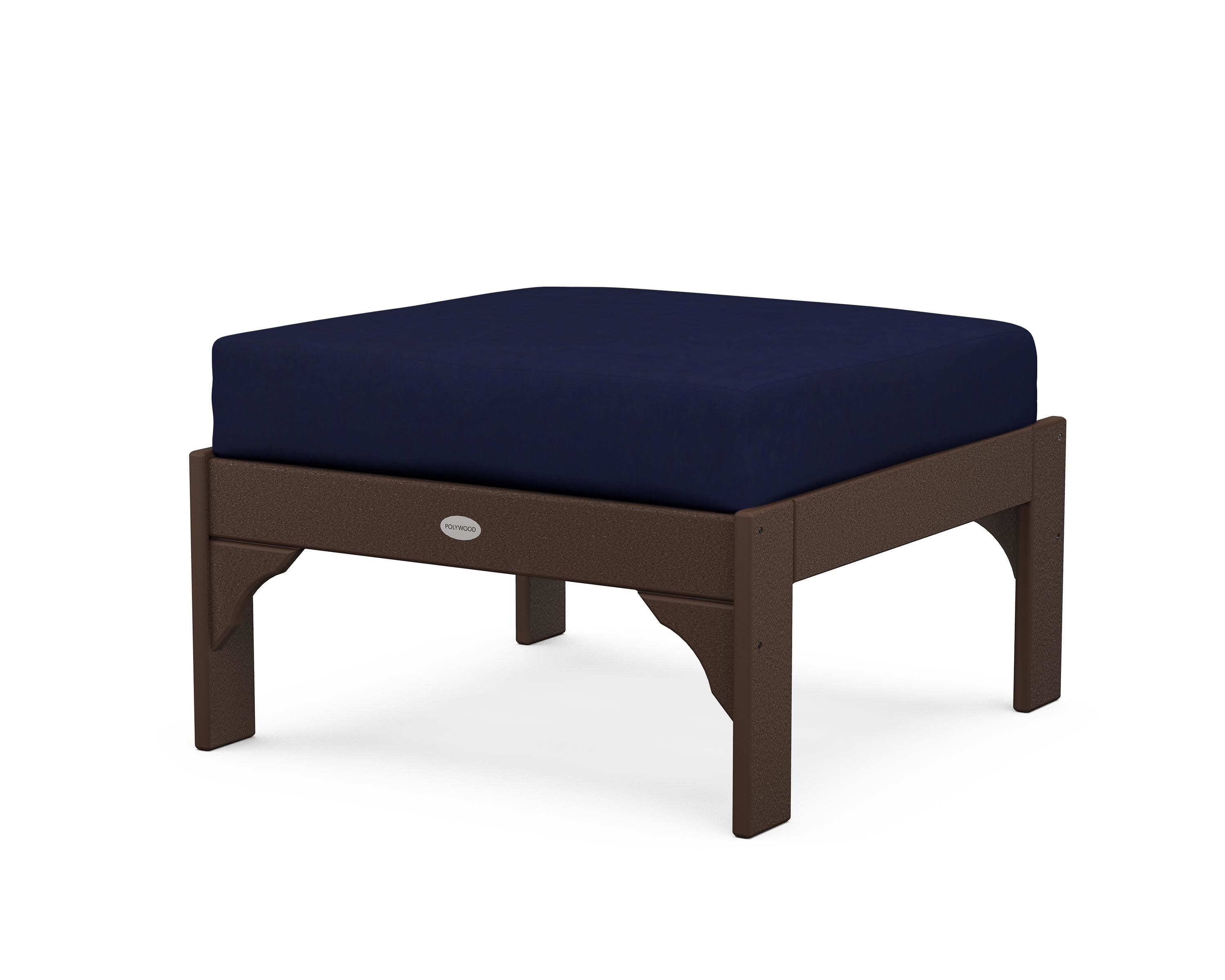 Vineyard Deep Seating Ottoman in Mahogany / Navy