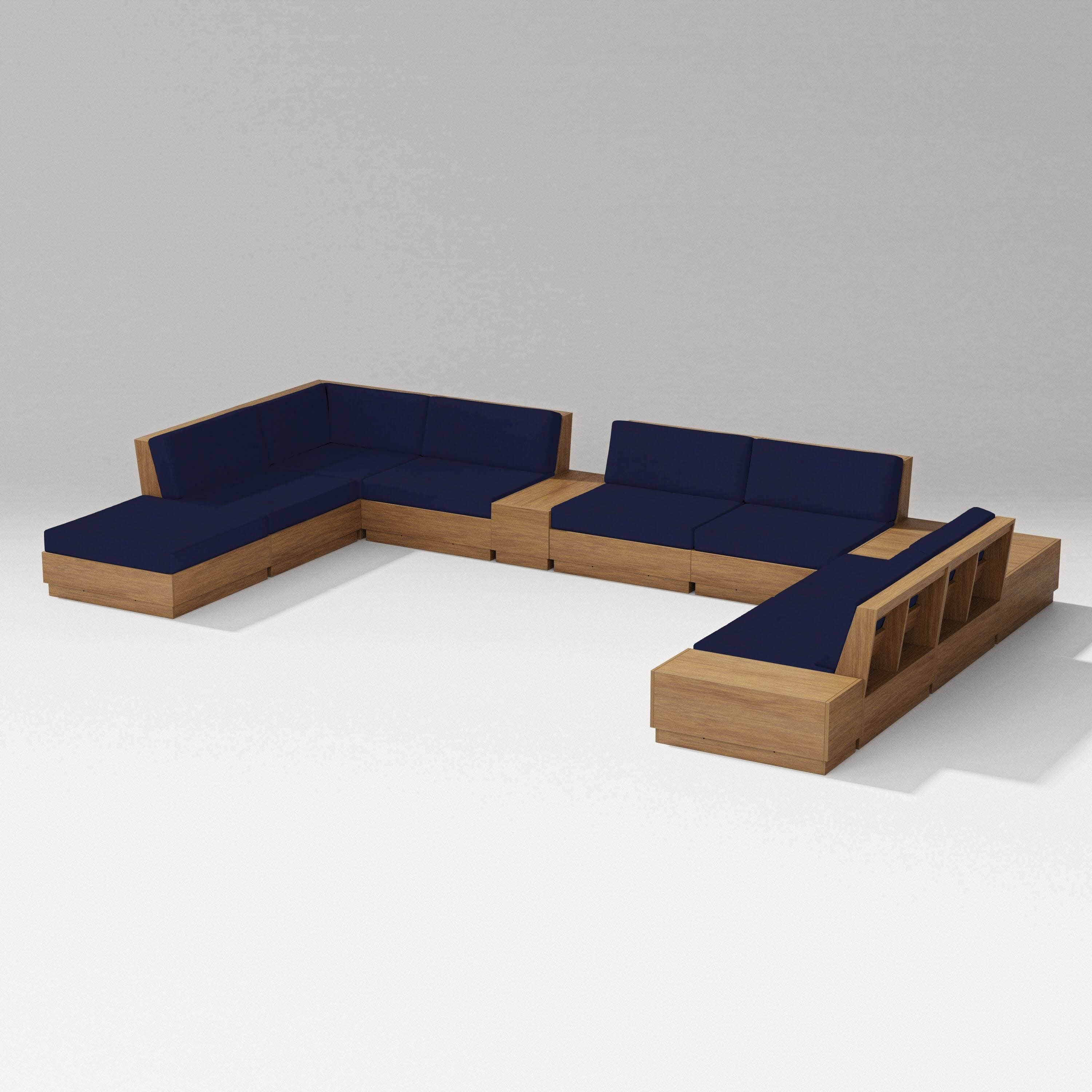 Elevate 11-Piece Conversation Sectional Set in Natural / Navy