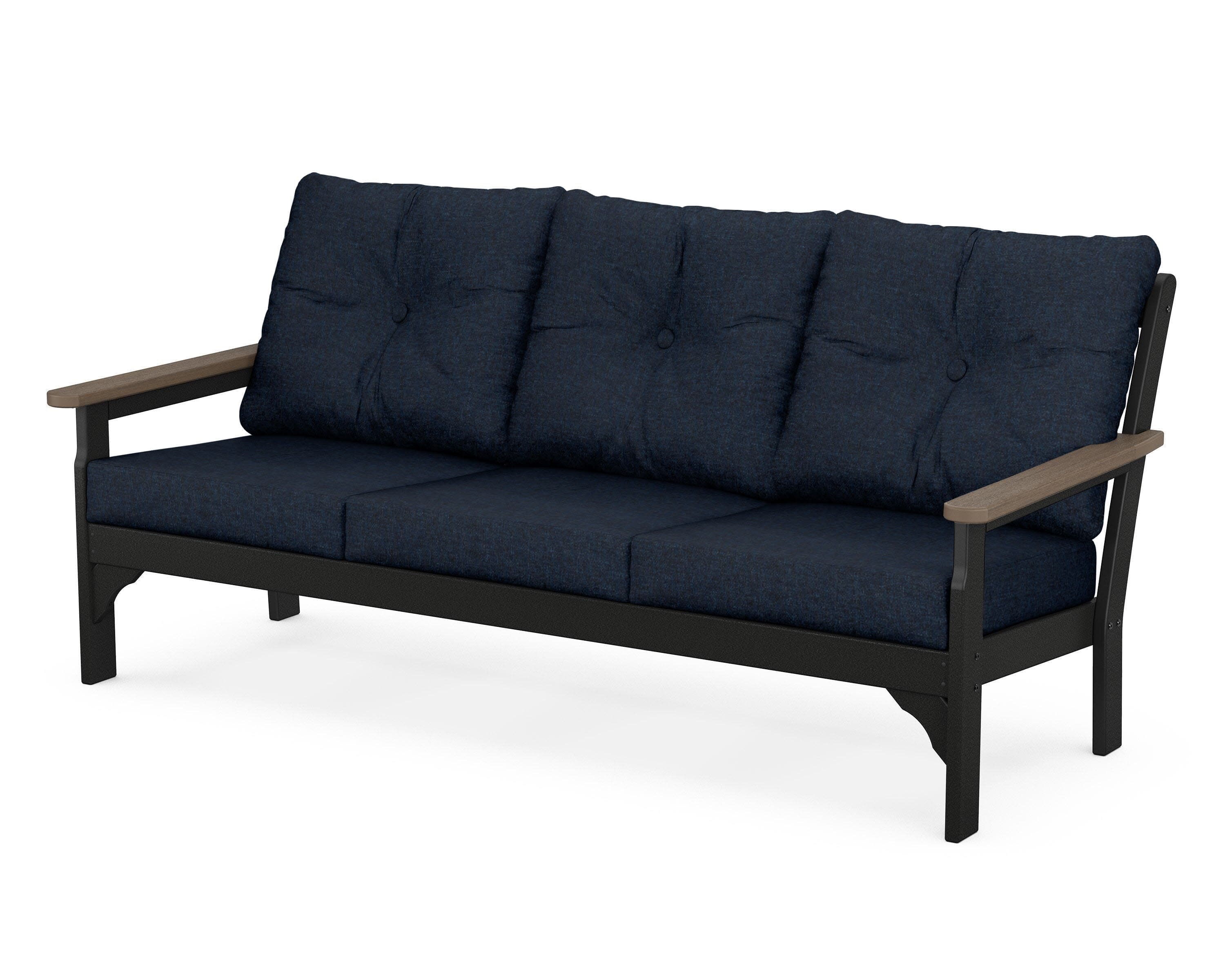 Vineyard Deep Seating Sofa in Black / Kona / Marine Indigo