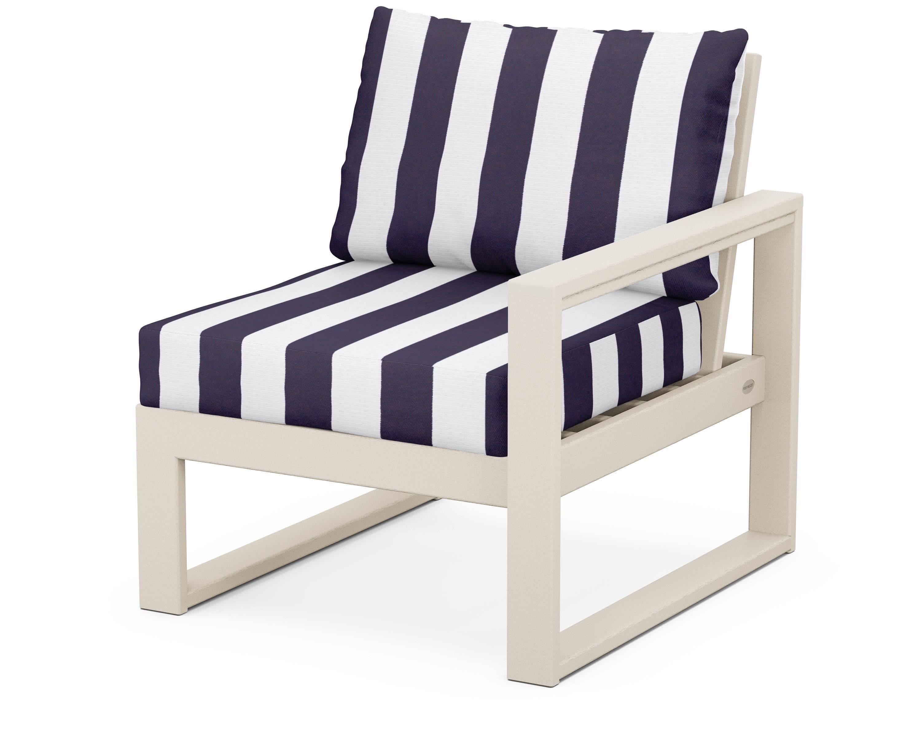 EDGE Modular Right Arm Chair in Sand / Cabana Stripe Navy