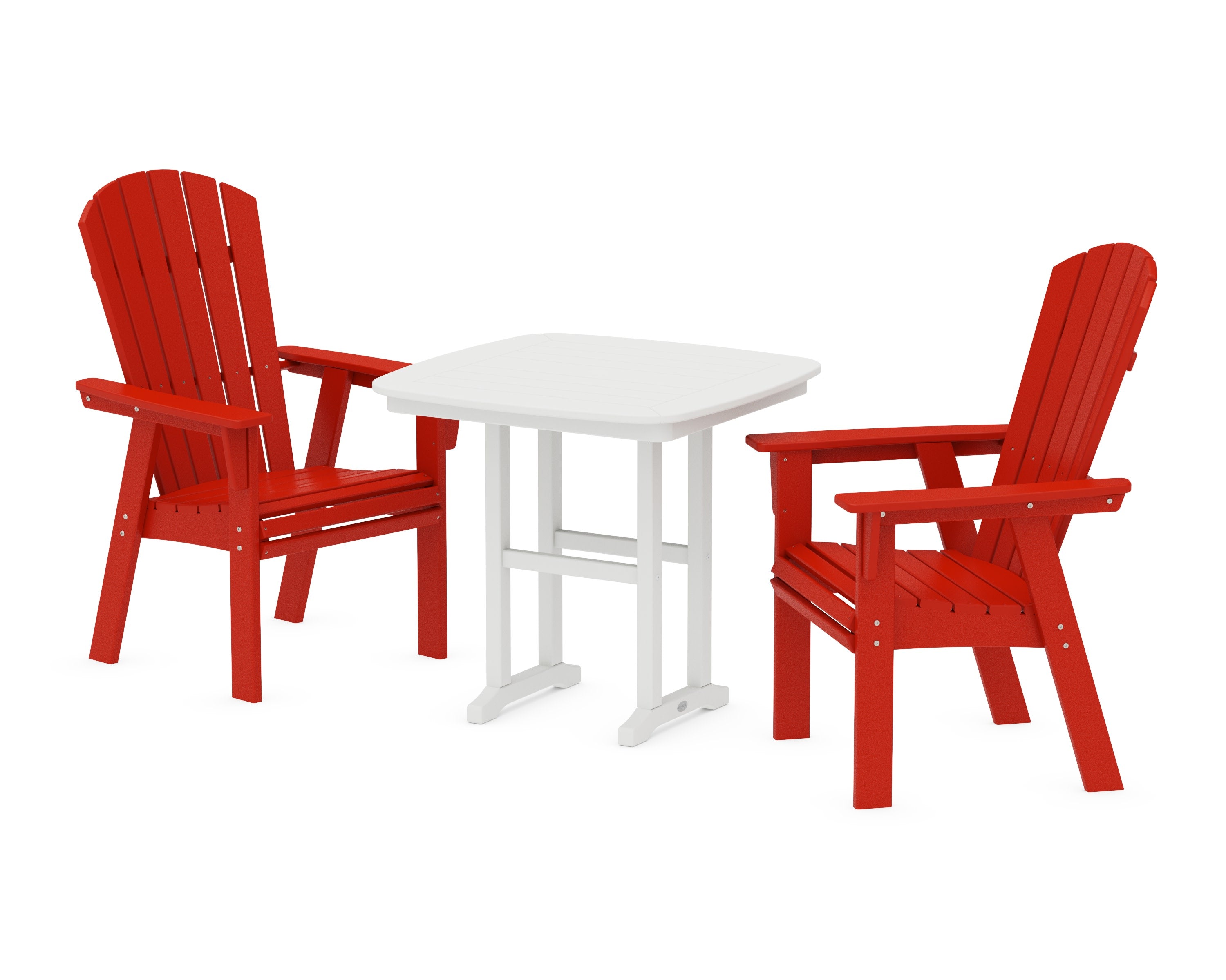 Nautical Adirondack 3-Piece Dining Set in Sunset Red / White